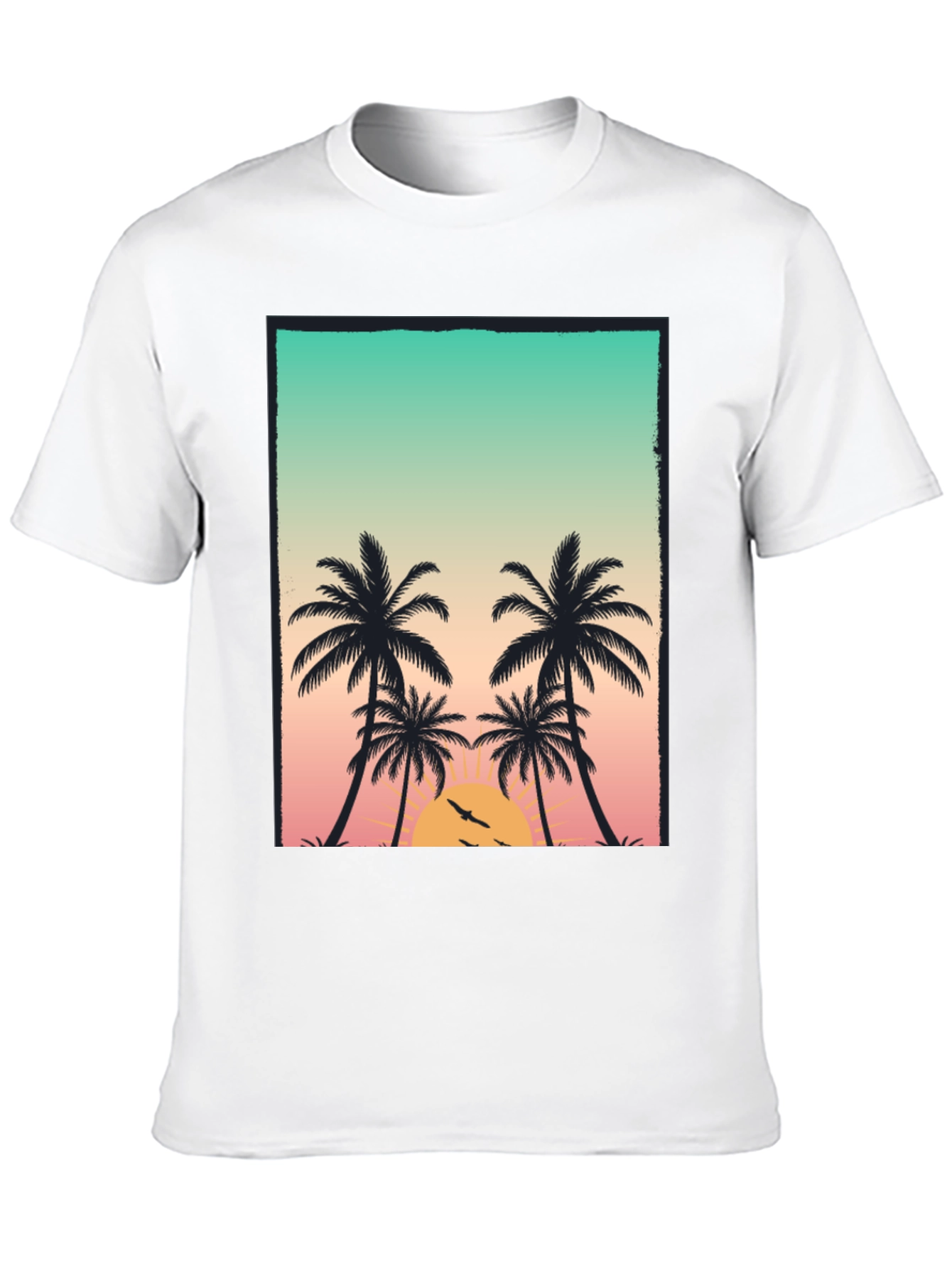 Black Sunset Palm Tree Graphic T-Shirt view 10