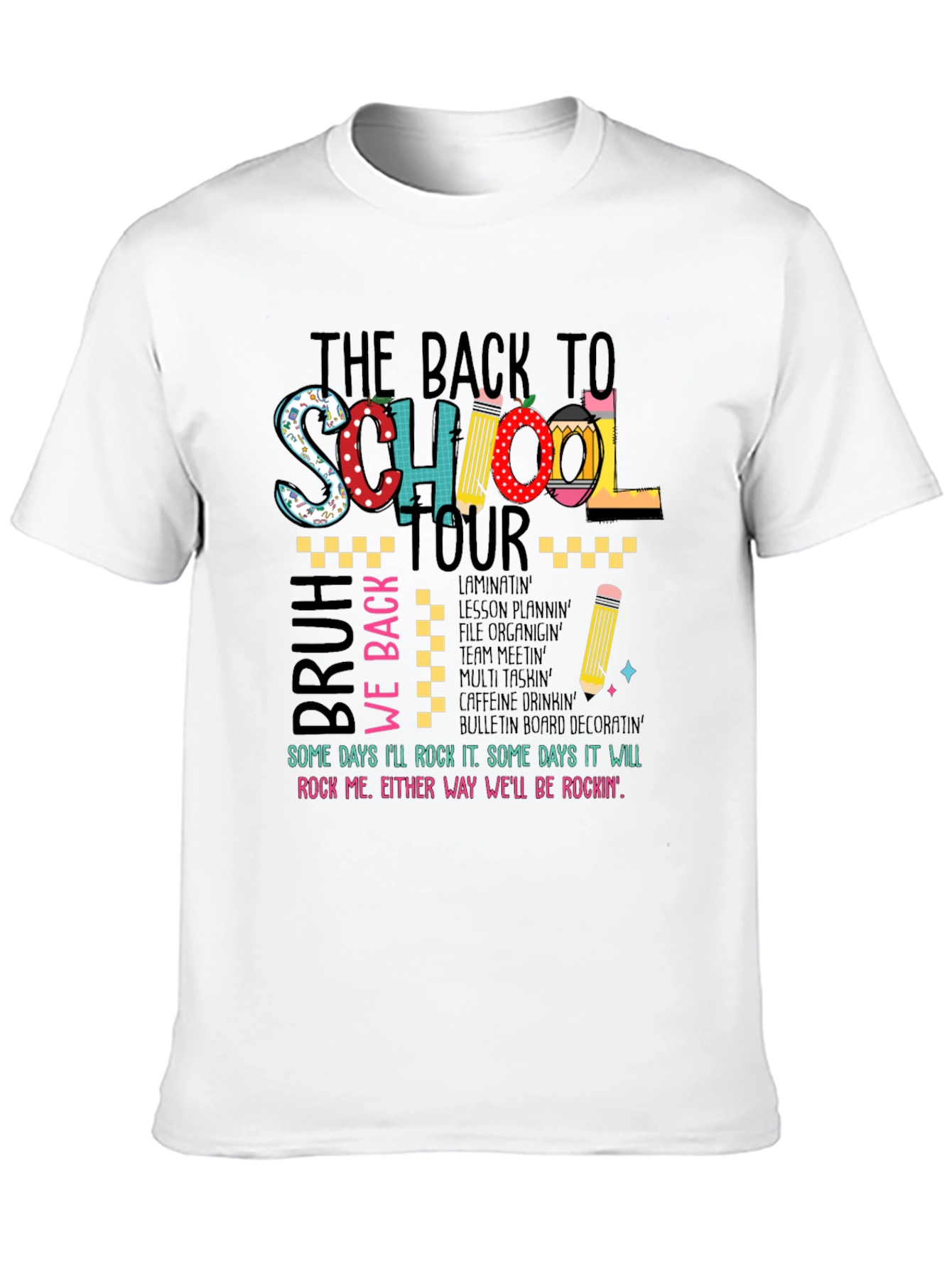 Black Back to School Teacher T-Shirt view 10