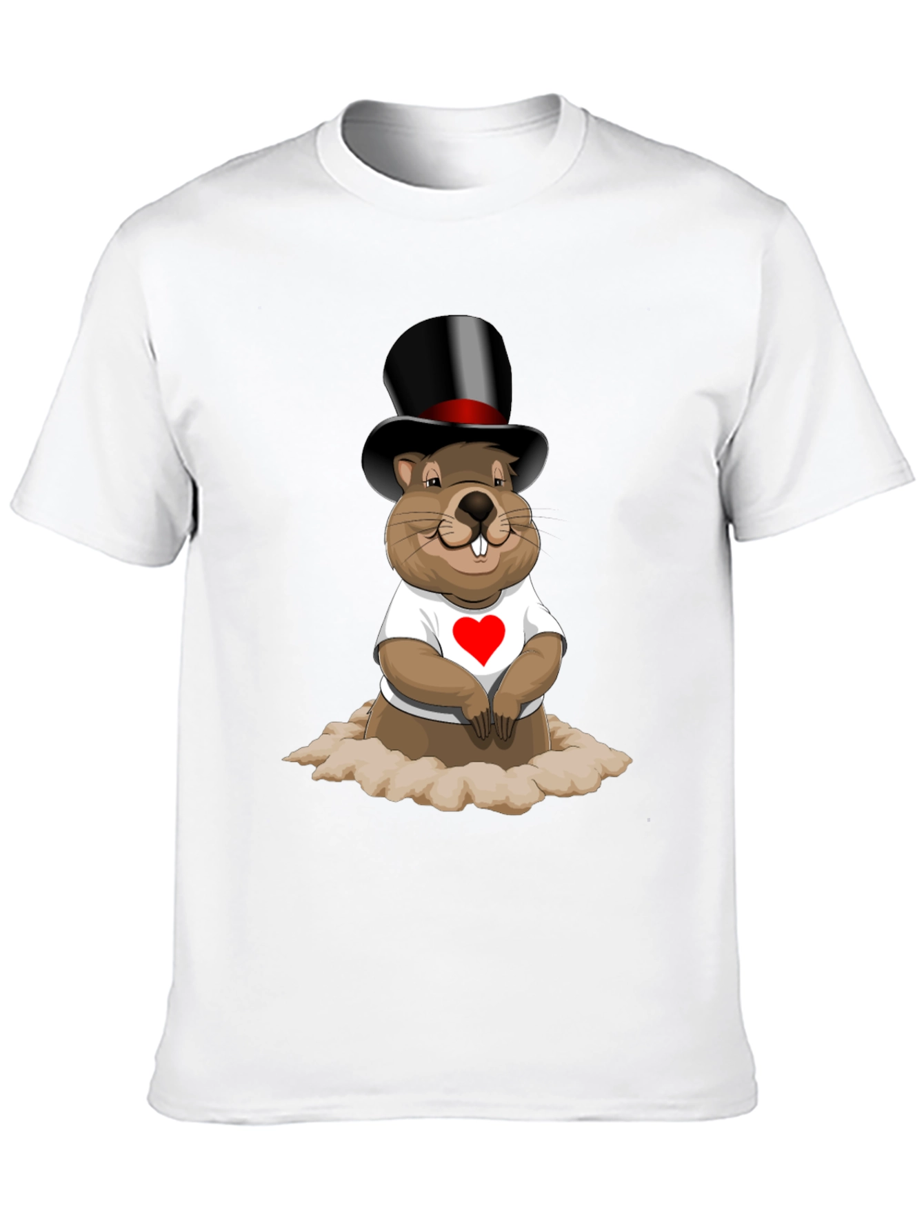 Black Groundhog Day T-Shirt with Top Hat and Heart view 10