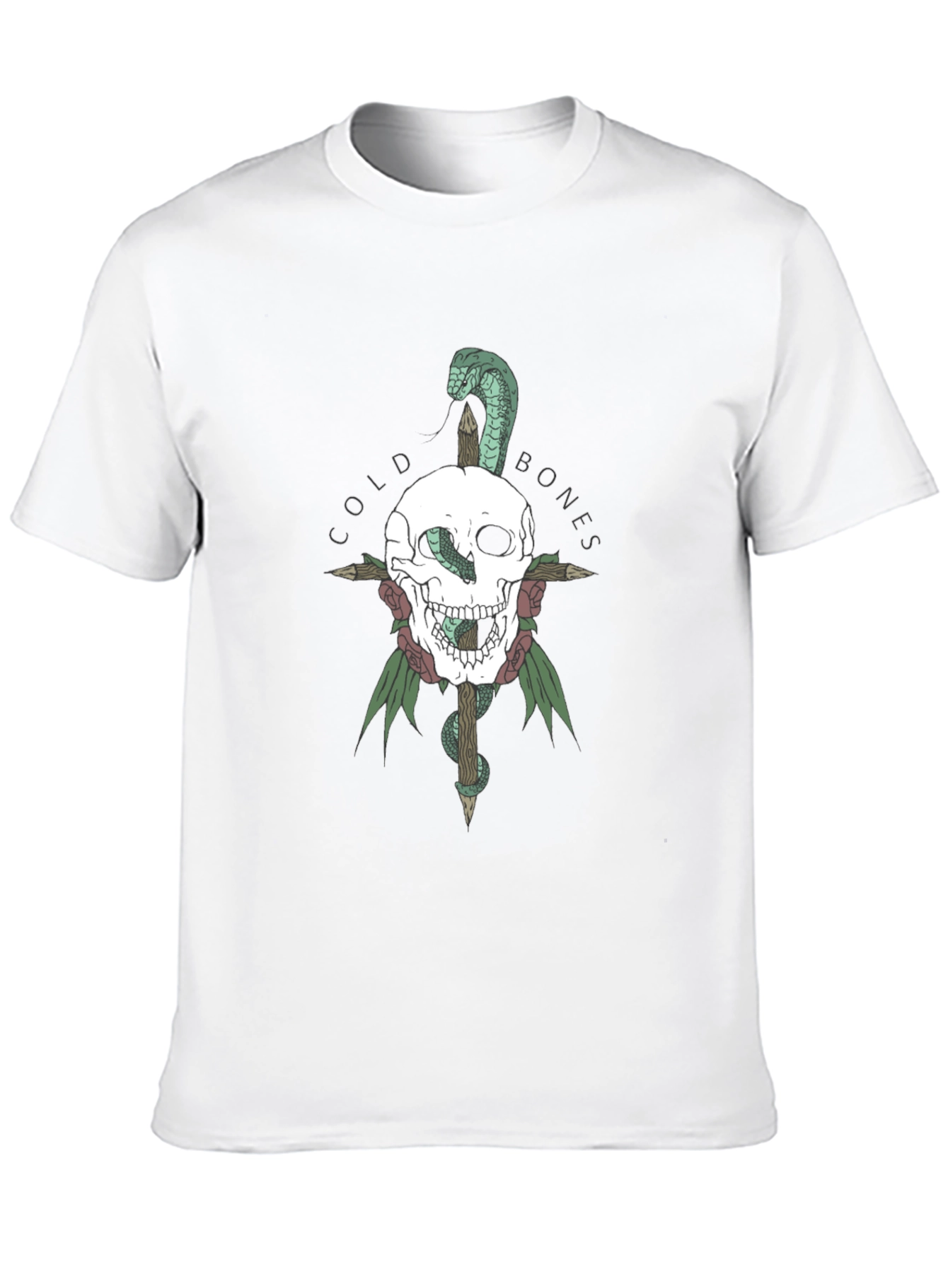 Black Cold Bones Skull & Snake Graphic Tee view 10