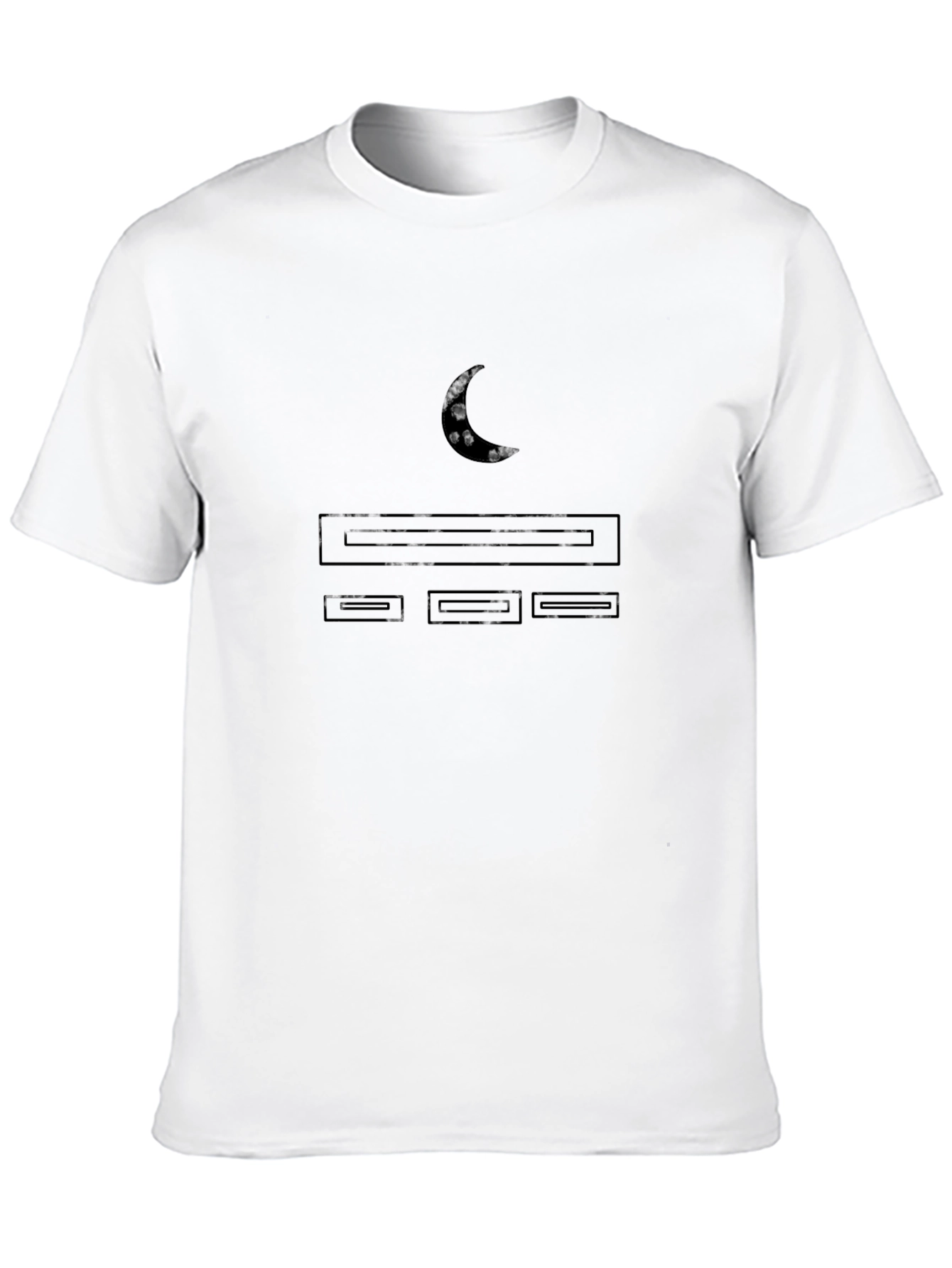 Black Men's Black T-Shirt with Moon and Console Design view 10