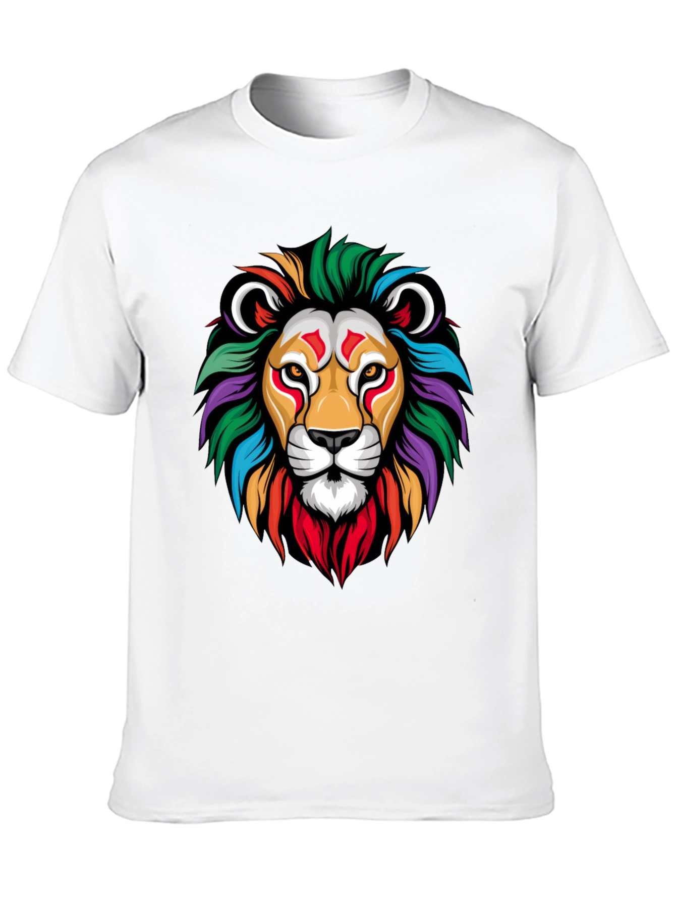 Black Colorful Lion Graphic Black T-Shirt view 10
