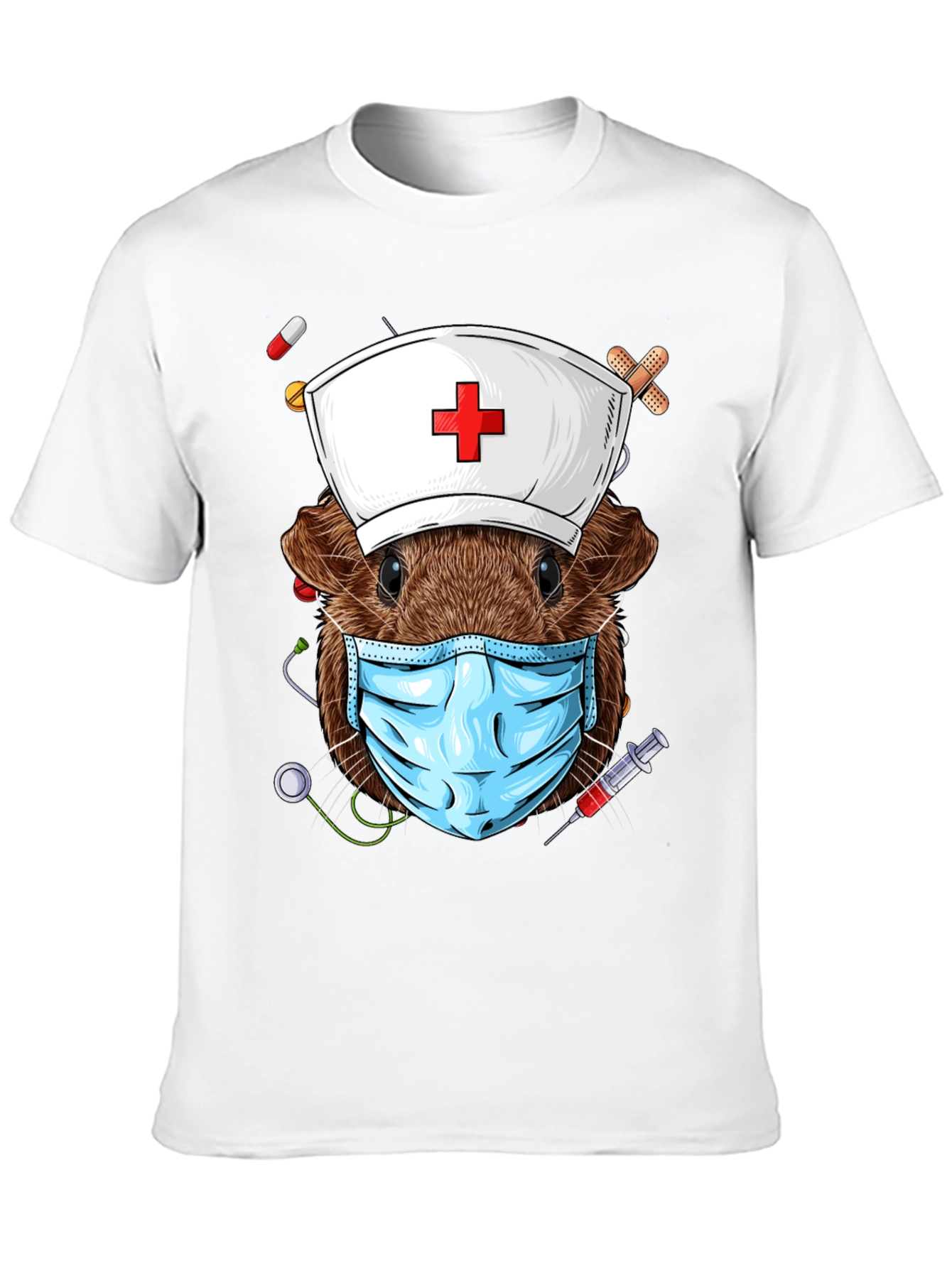 Black Nurse Guinea Pig Graphic T-Shirt view 10