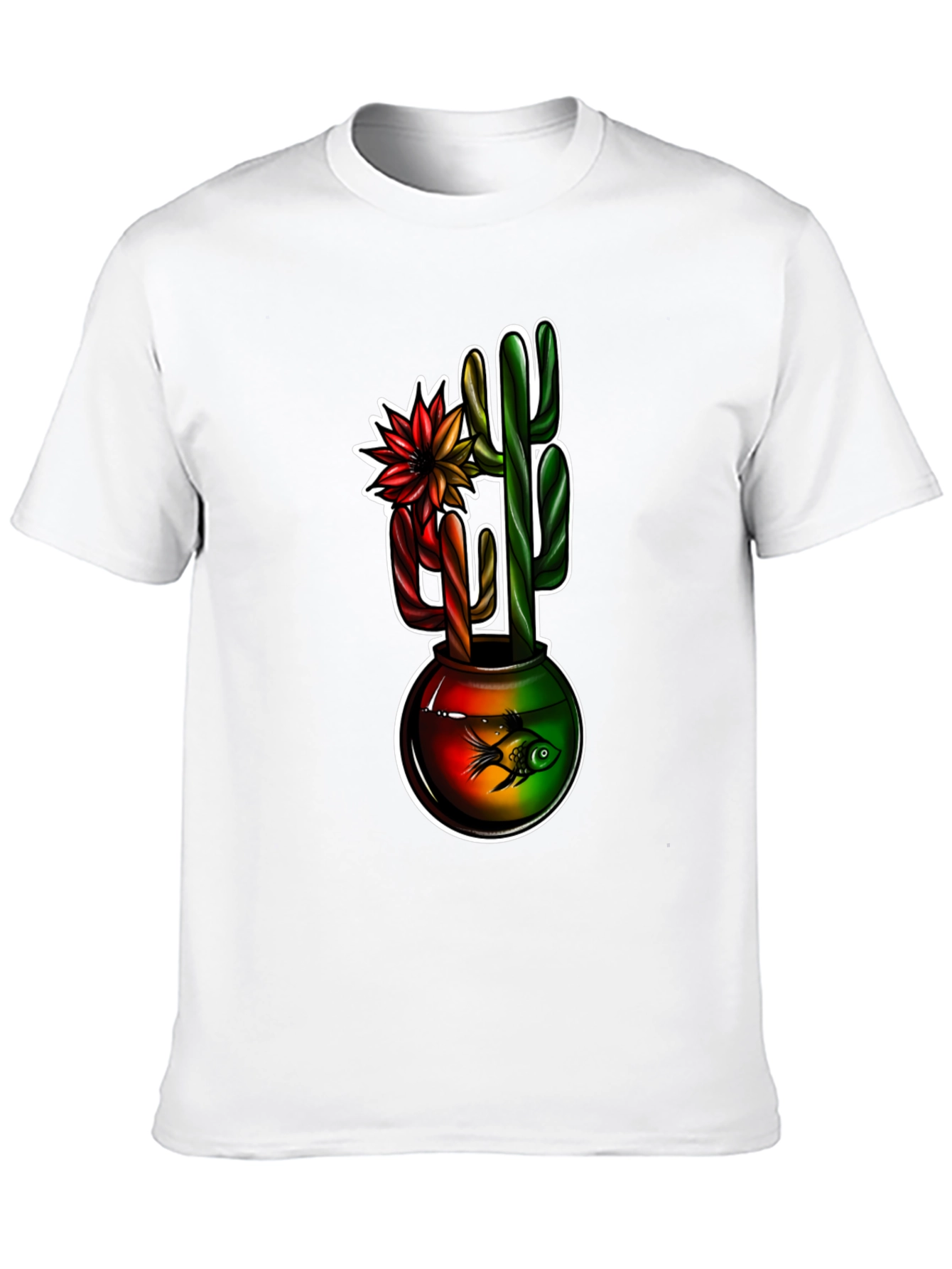 Black Cactus & Fishbowl Graphic Black Tee view 10