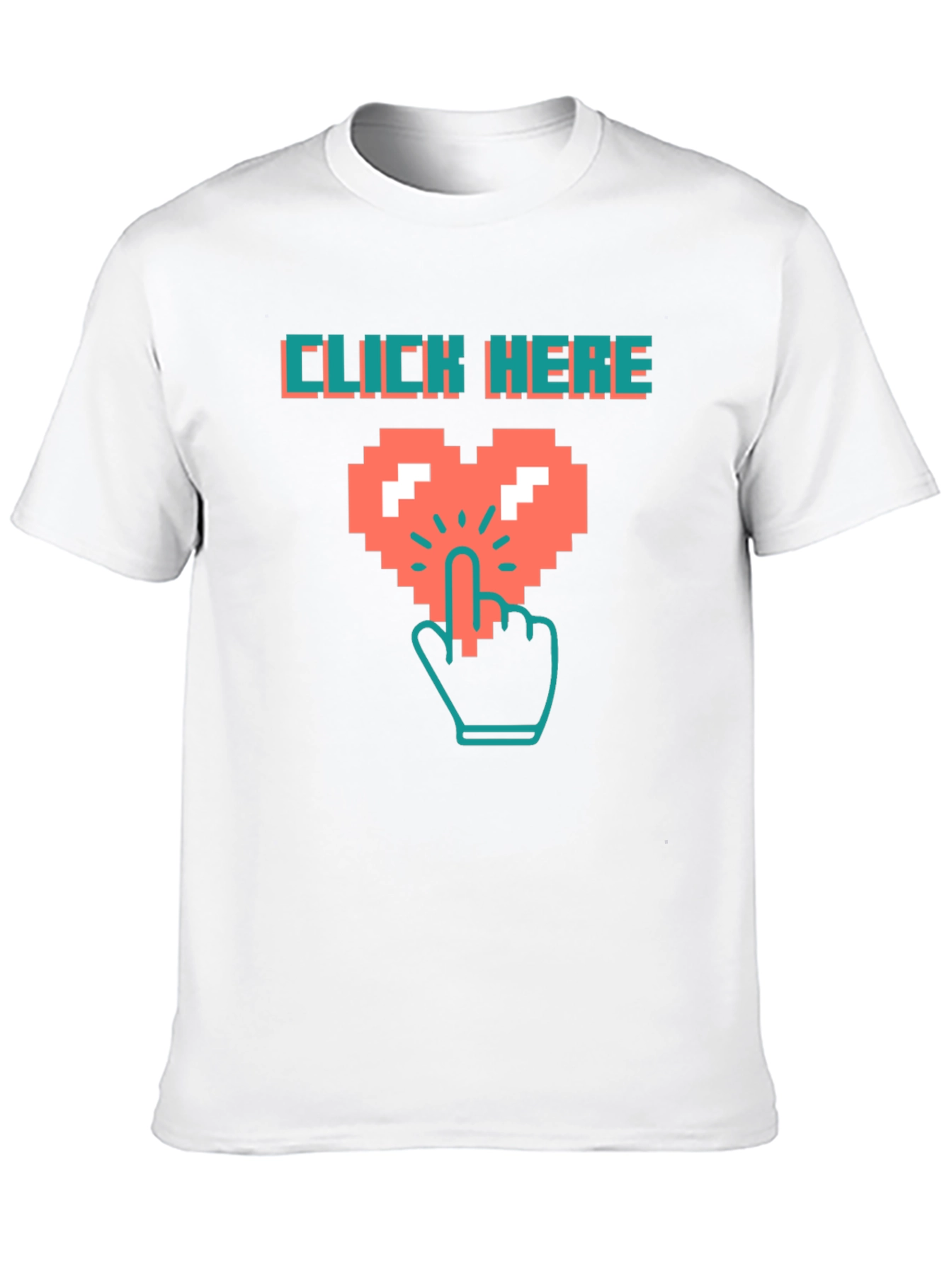 Black Click Here Pixel Heart Black T-Shirt view 10