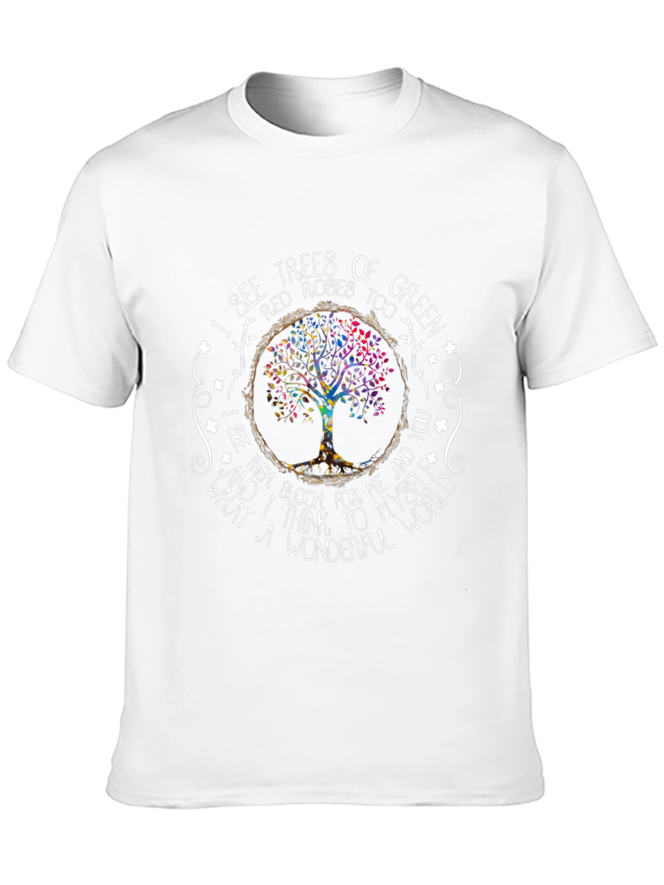 Black Wonderful World Tree Roses Graphic T-Shirt view 10