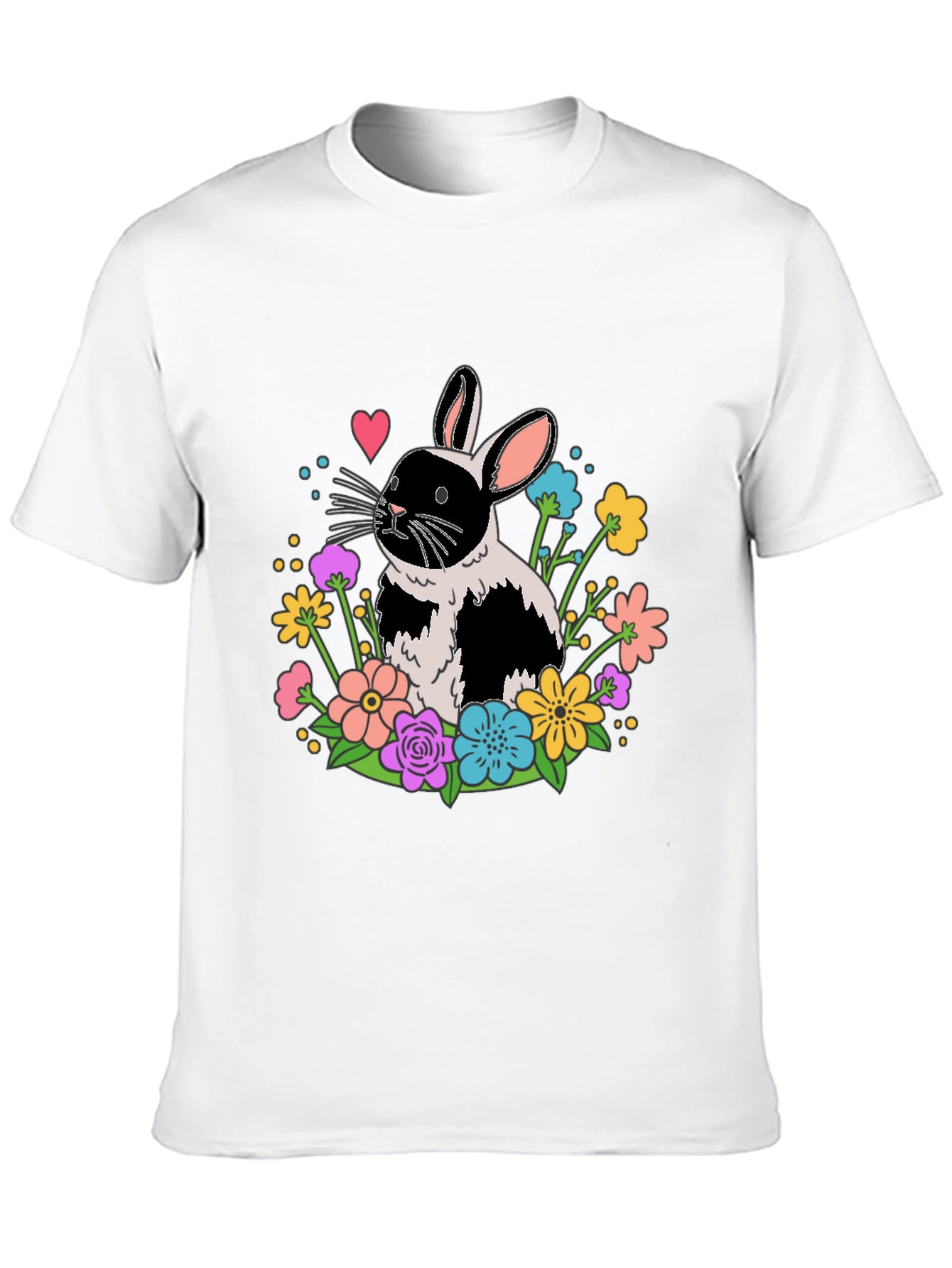 Black Floral Bunny Graphic Tee - Black Casual Shirt view 10