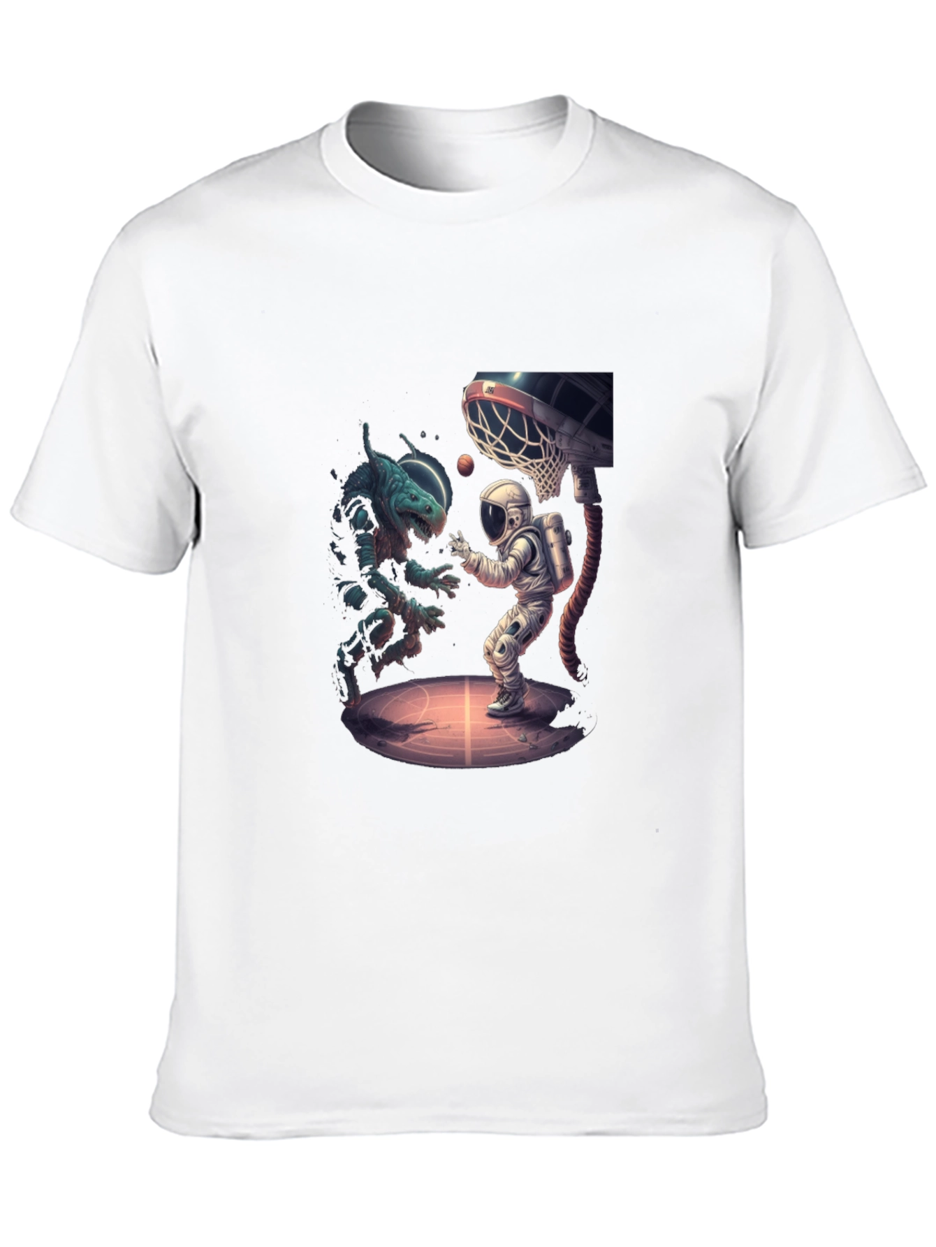 Black Cosmic Basketball T-Shirt - Alien vs Astronaut view 10