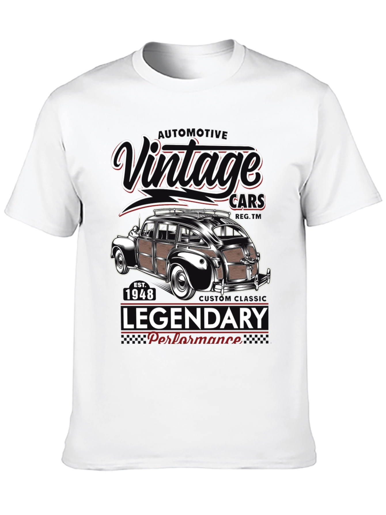 Black Vintage Cars T-Shirt - Legendary Performance 1948 view 10