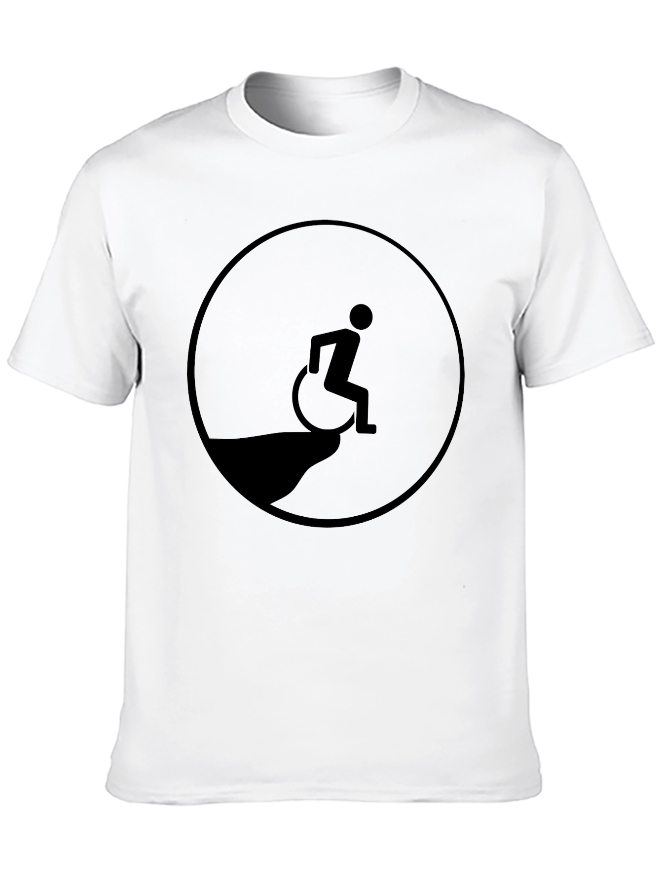 Black Edgy Humor T-Shirt - Wheelchair Cliff Design view 10