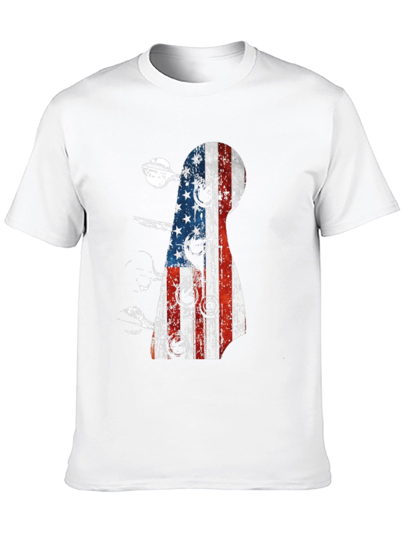 Black American Flag Guitar T-Shirt view 10