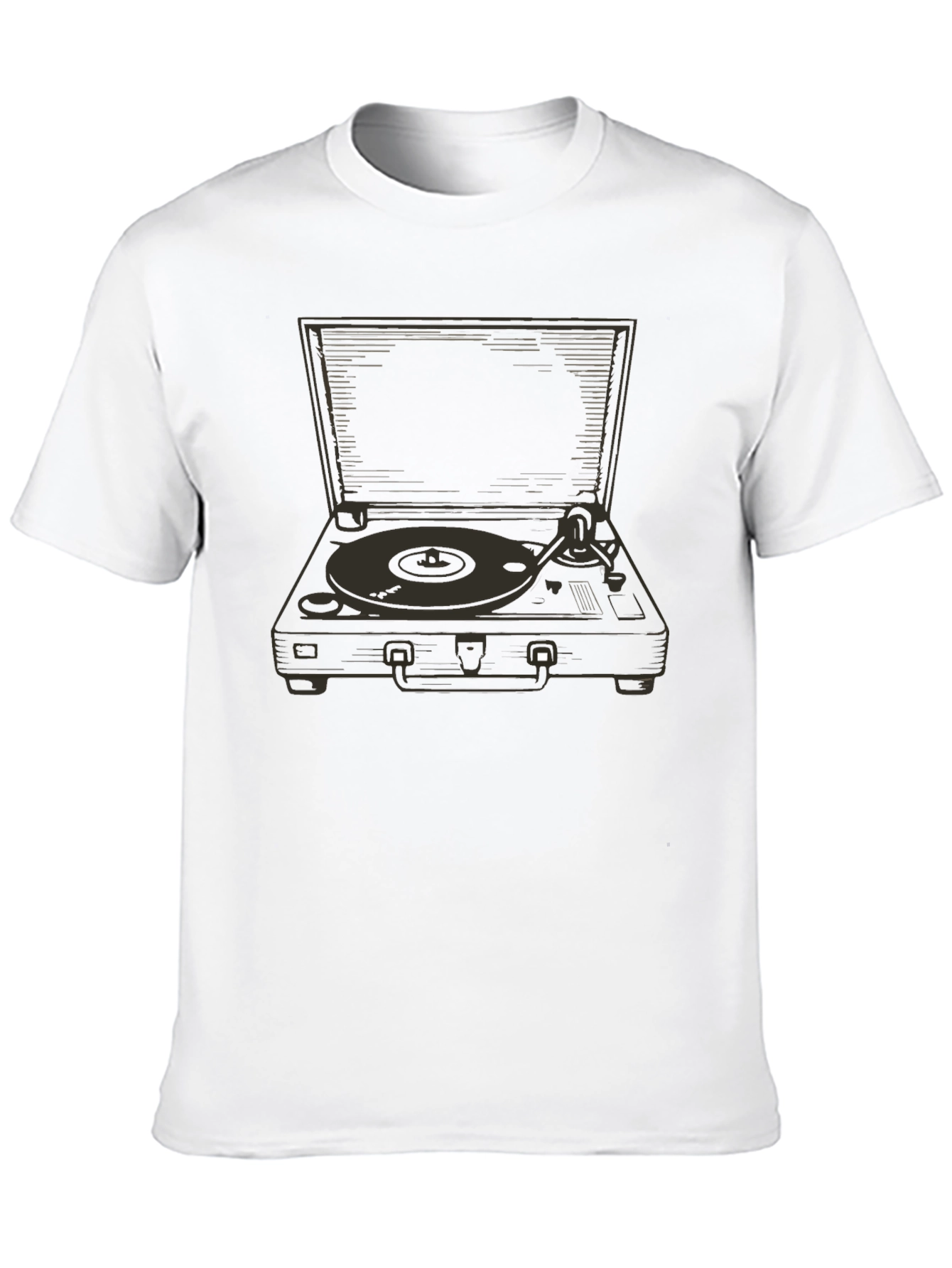 Black Vintage Record Player Graphic Tee - Black view 10