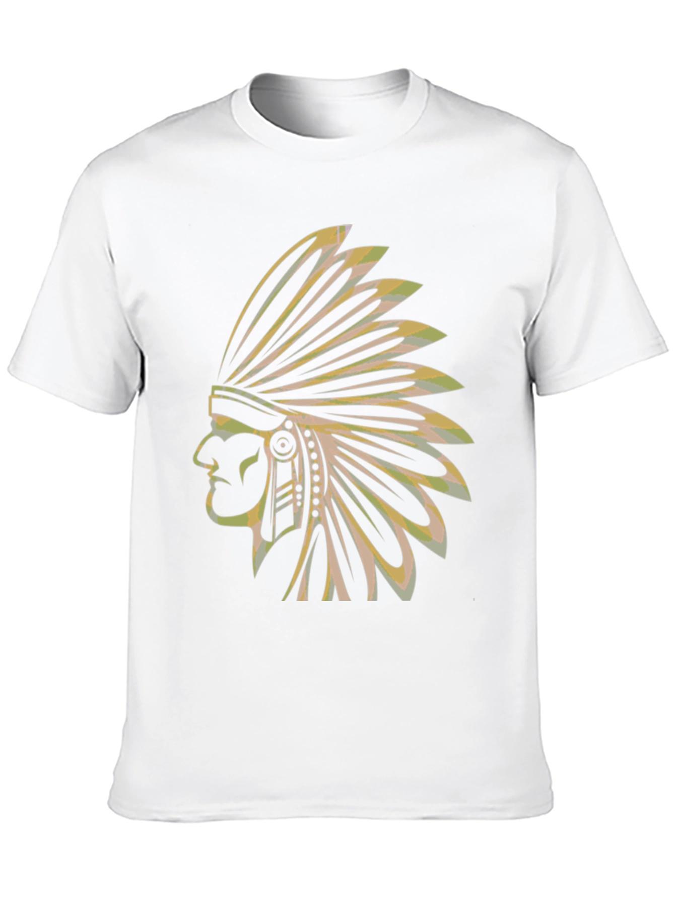 Black Men's Black T-Shirt with Native American Chief Graphic view 10