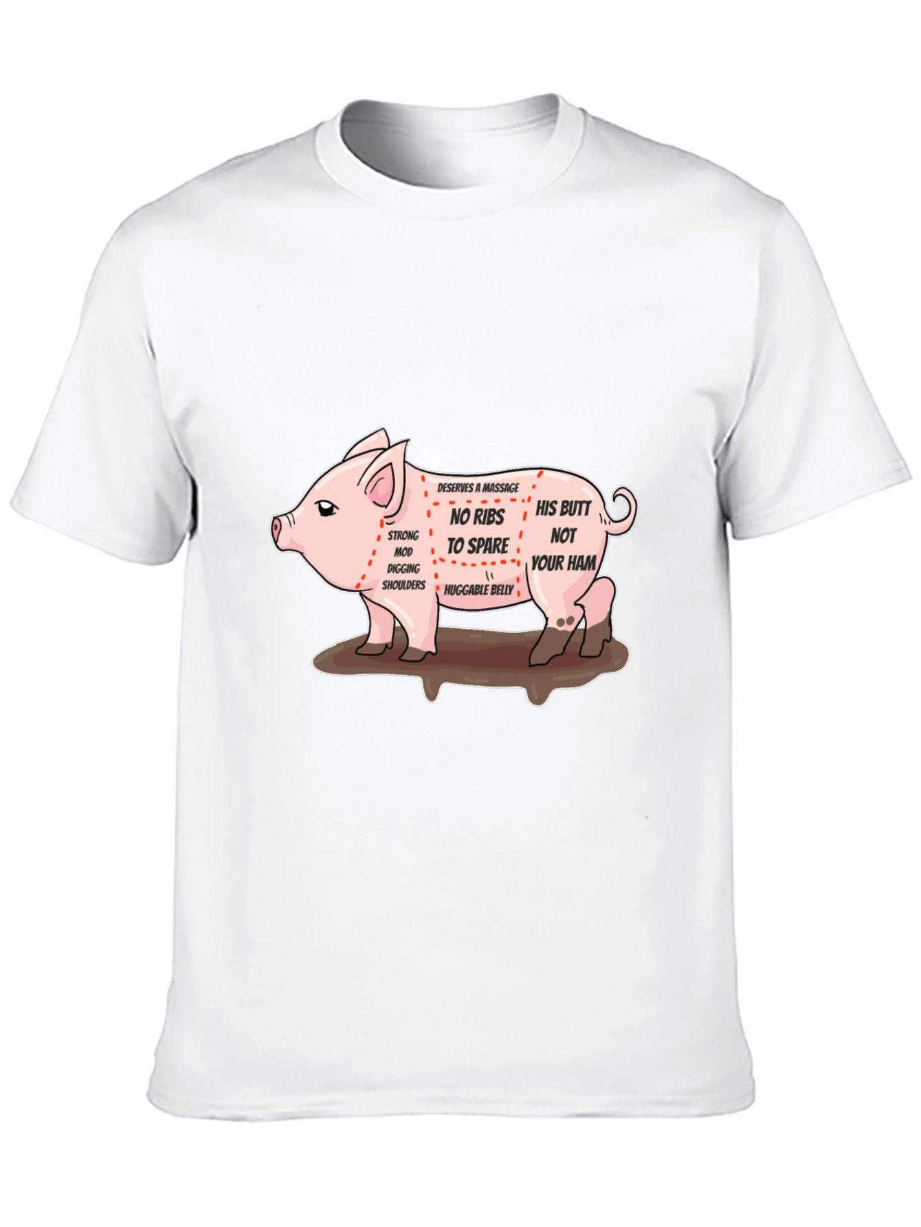 Black Funny Pig Anatomy Black T-Shirt view 10
