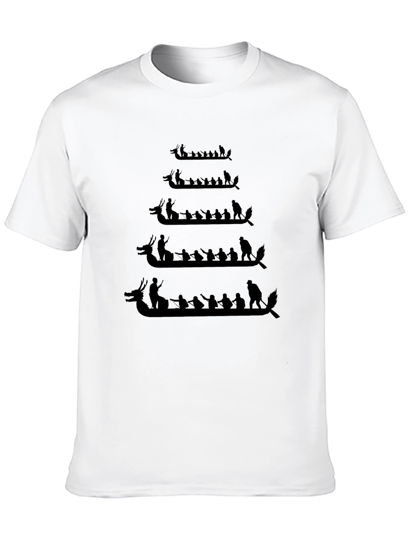Black Dragon Boat Race T-Shirt - Black Crew Neck view 10