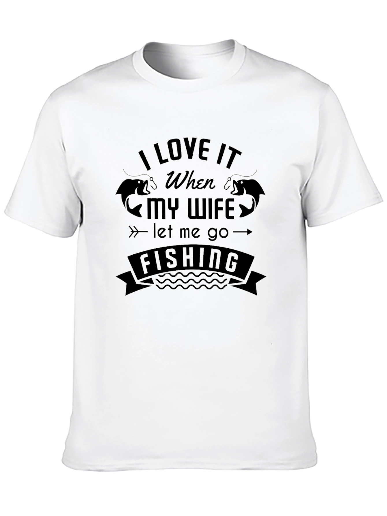 Black Fishing Lover's T-Shirt: Happy Wife, Happy Fishing! view 10