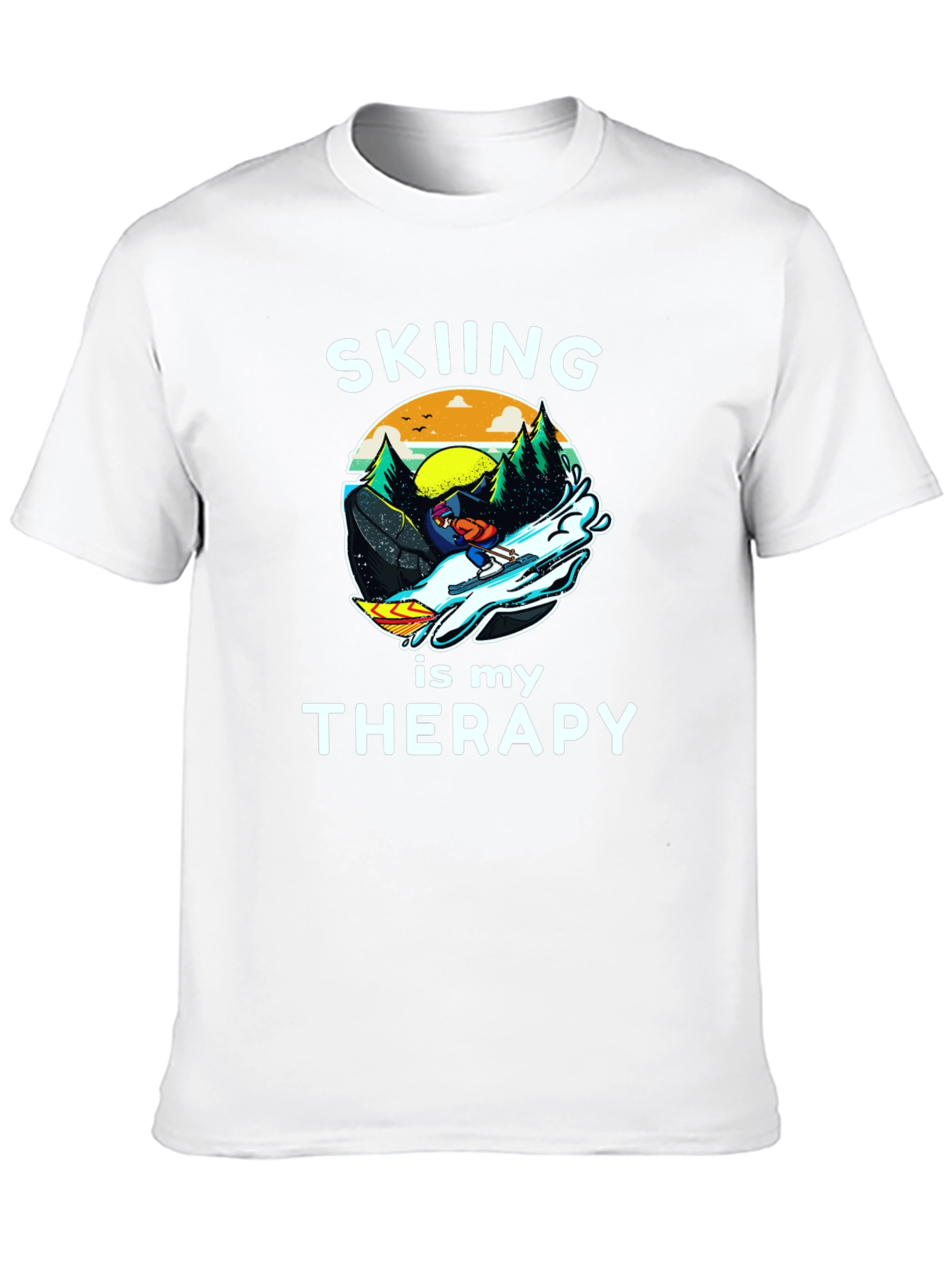 Black Skiing is My Therapy Graphic T-Shirt view 10
