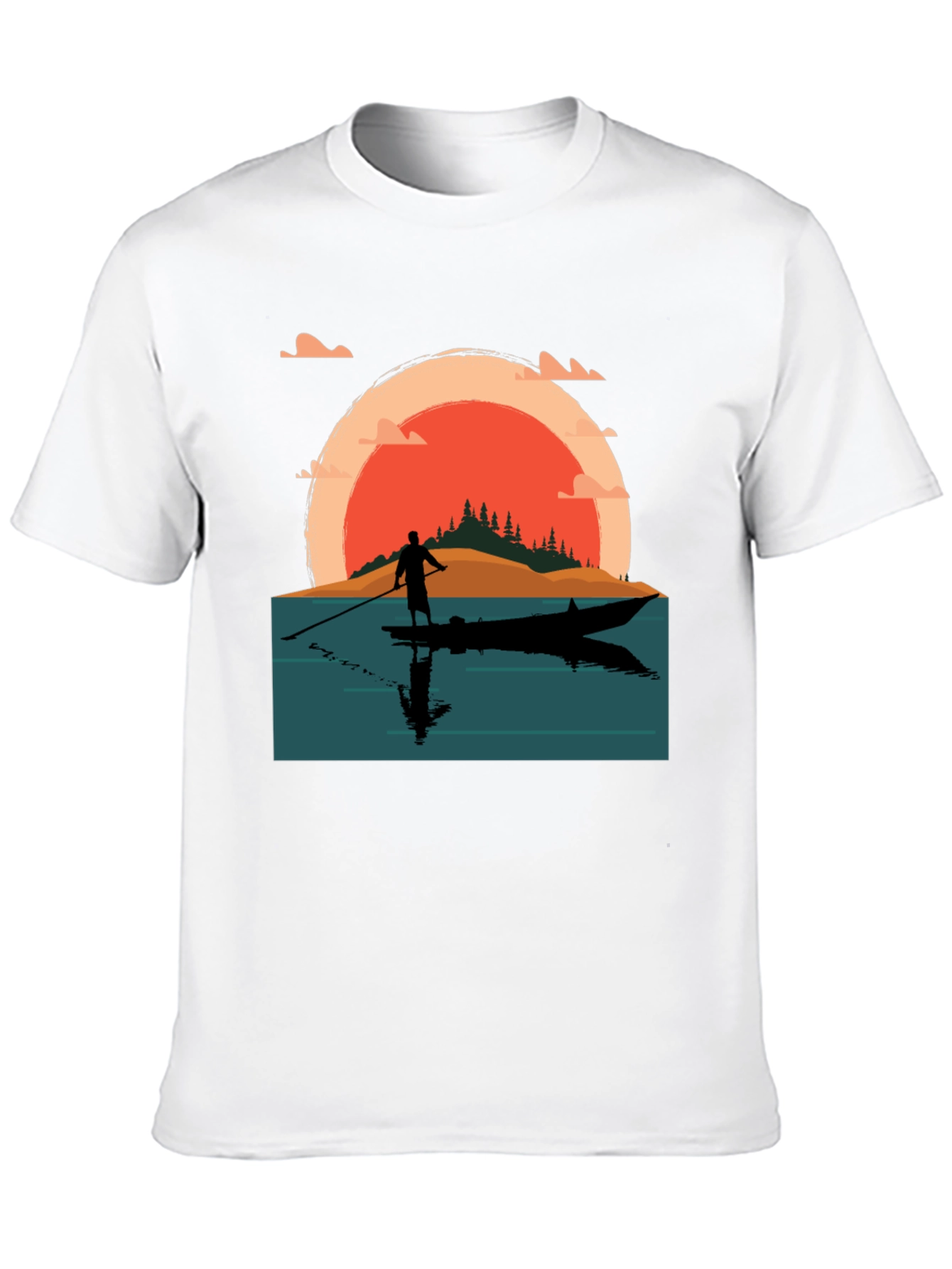 Black Sunset Paddle Board T-Shirt view 10