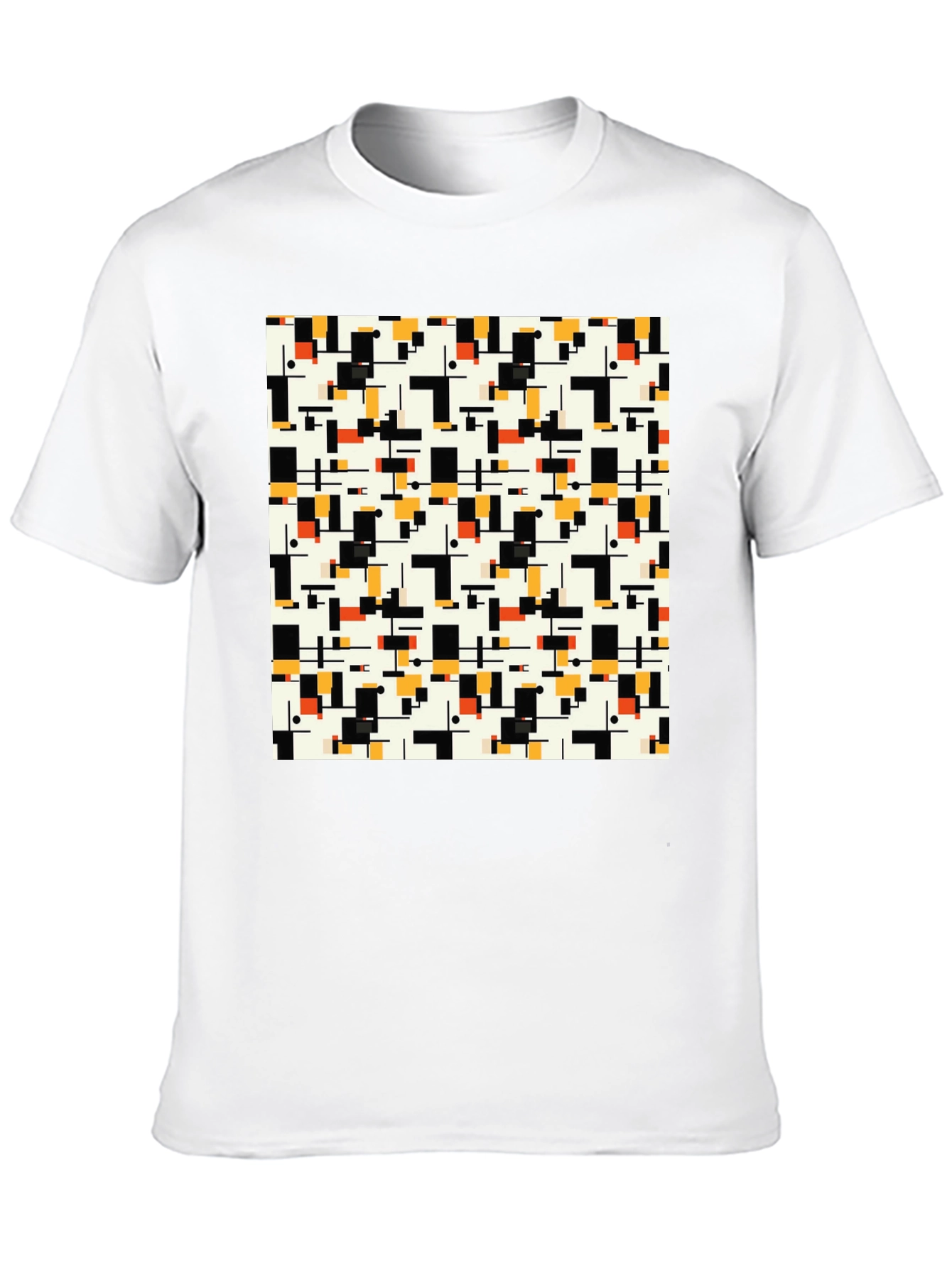 Black Geometric Pattern T-Shirt - Modern Abstract Design view 10