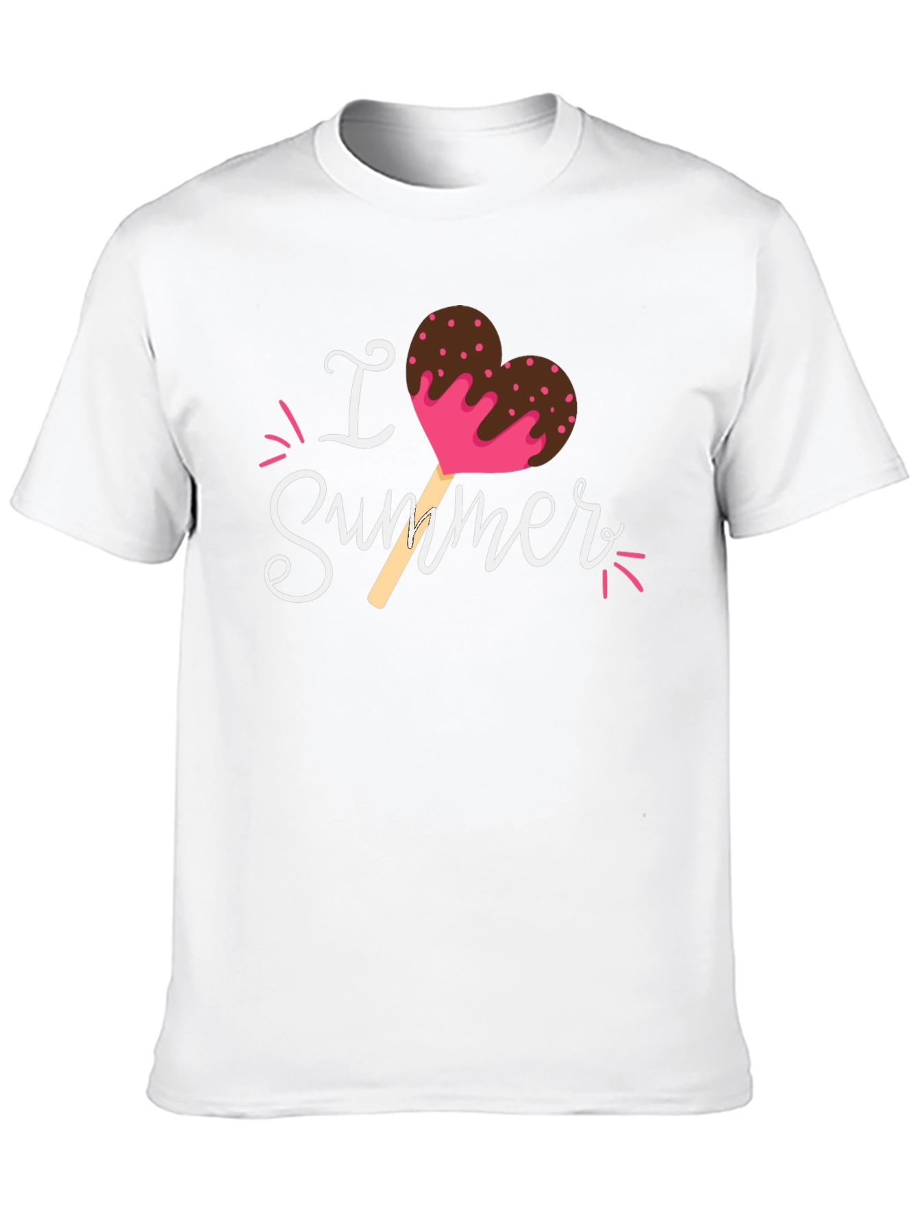 Black I Love Summer Heart Ice Cream Graphic T-Shirt view 10