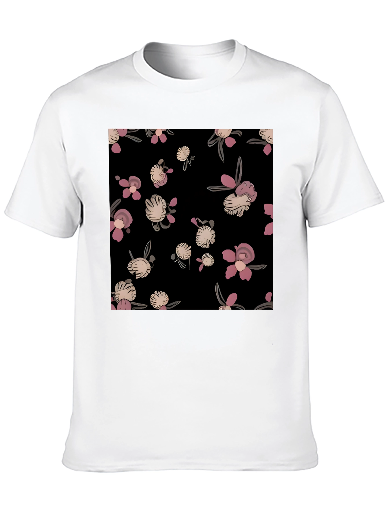 Black Floral Print Black T-Shirt - Casual Style view 10