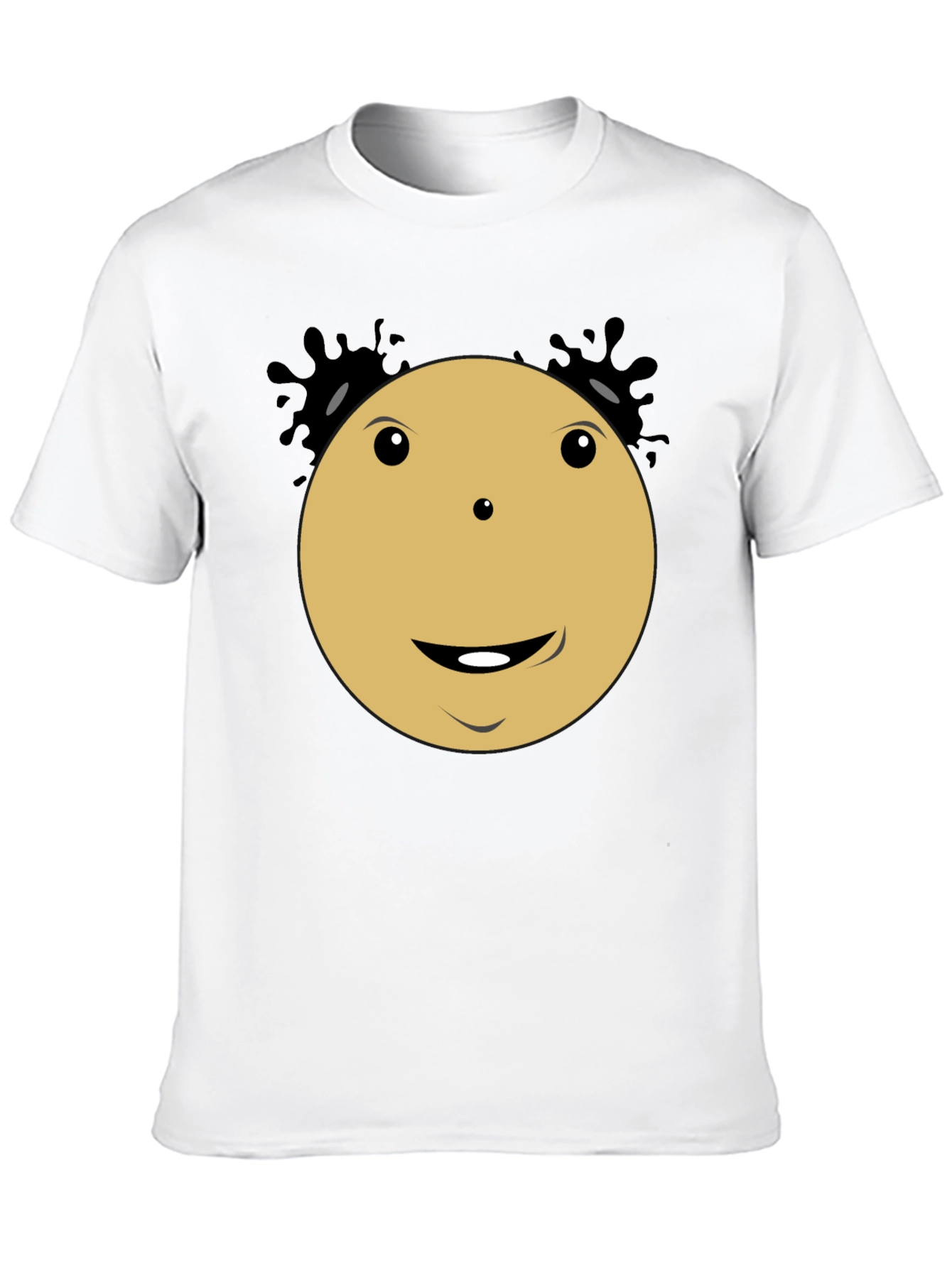 Black Smiley Face Cartoon Character Black T-Shirt view 10