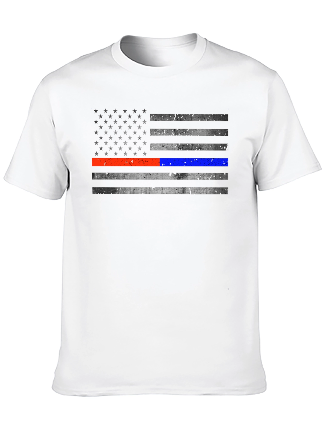 Black Distressed American Flag Line T-Shirt view 10