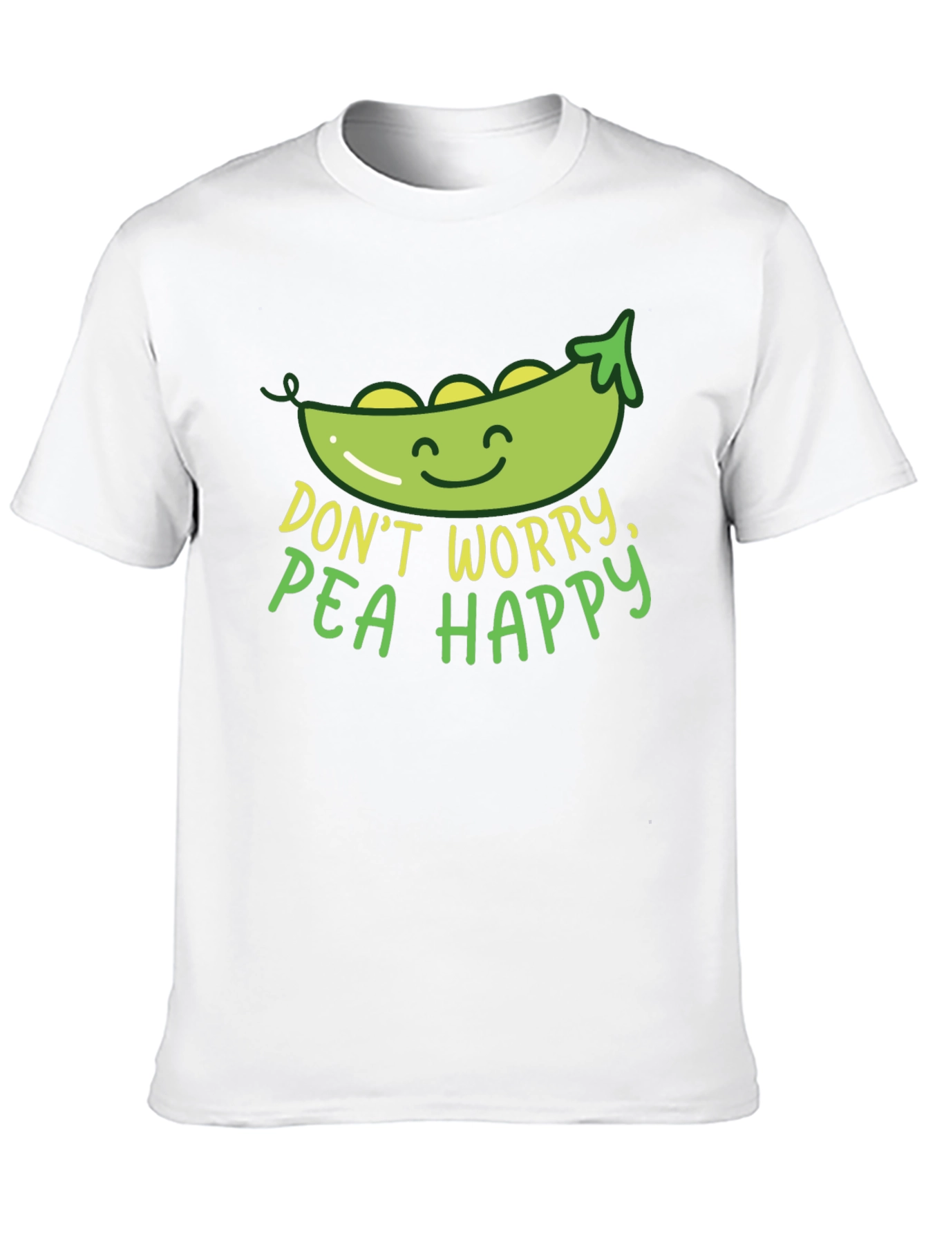 Black Don't Worry Pea Happy Graphic T-Shirt view 10