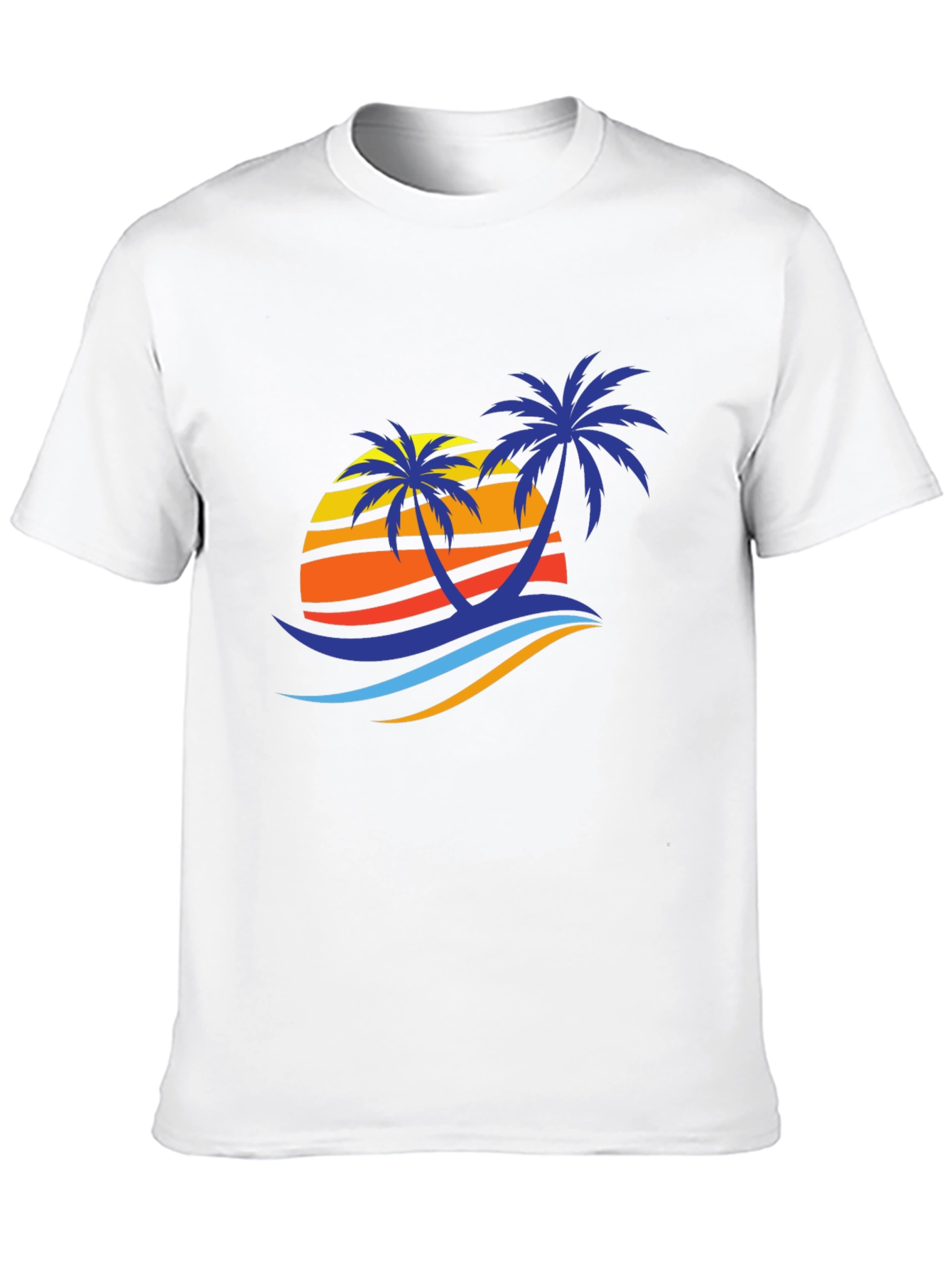 Black Tropical Palm Sunset Graphic Tee - Black Cotton Blend view 10