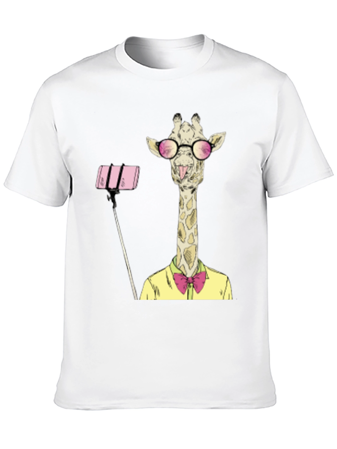 Black Giraffe Selfie Graphic T-Shirt - Unique Animal Design view 10