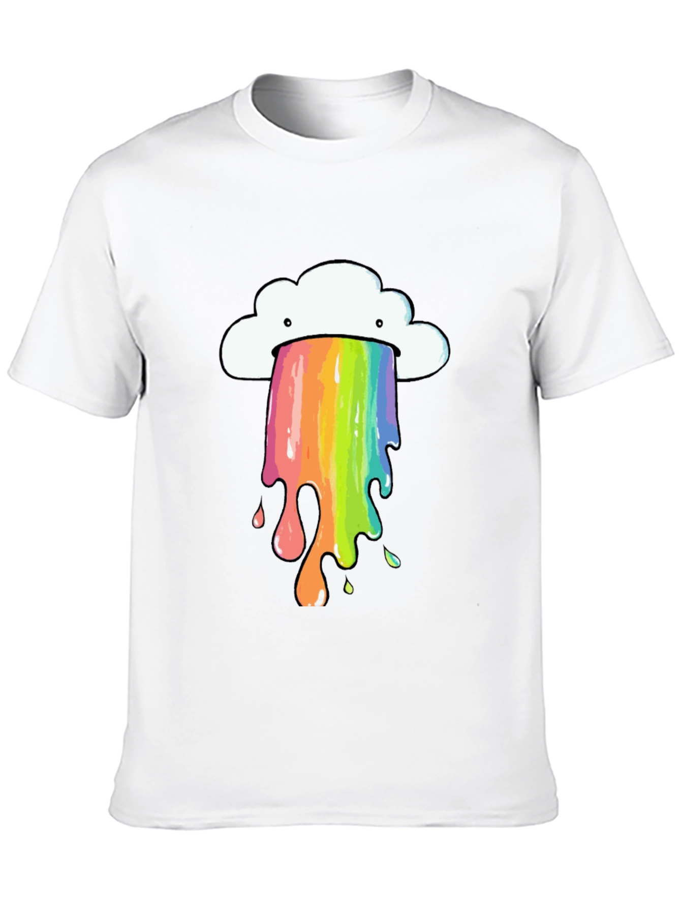 Black Rainbow Cloud Vomit Graphic Tee - Black Cotton T-Shirt view 10