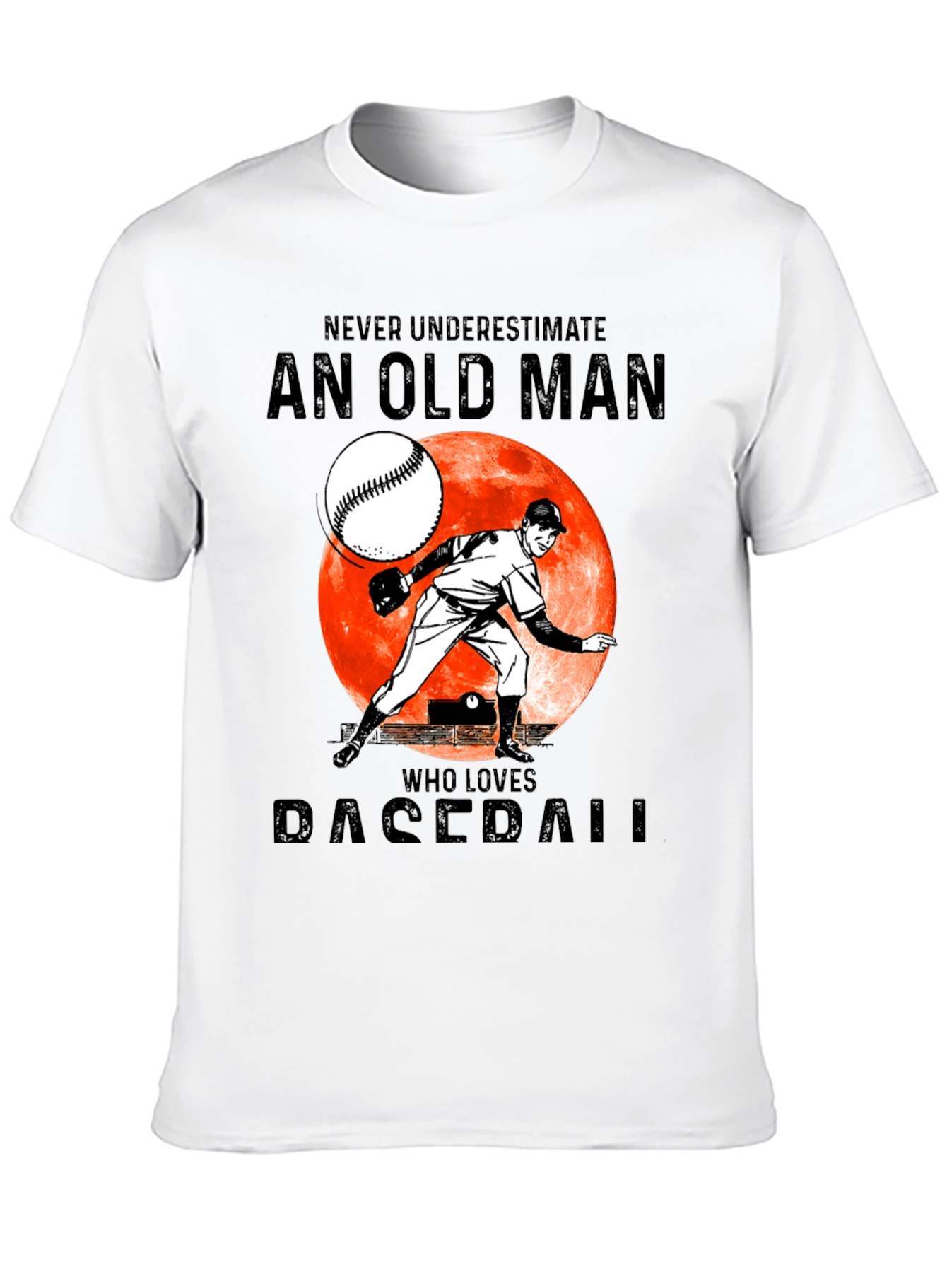 Black Never Underestimate Old Man Baseball T-Shirt view 10