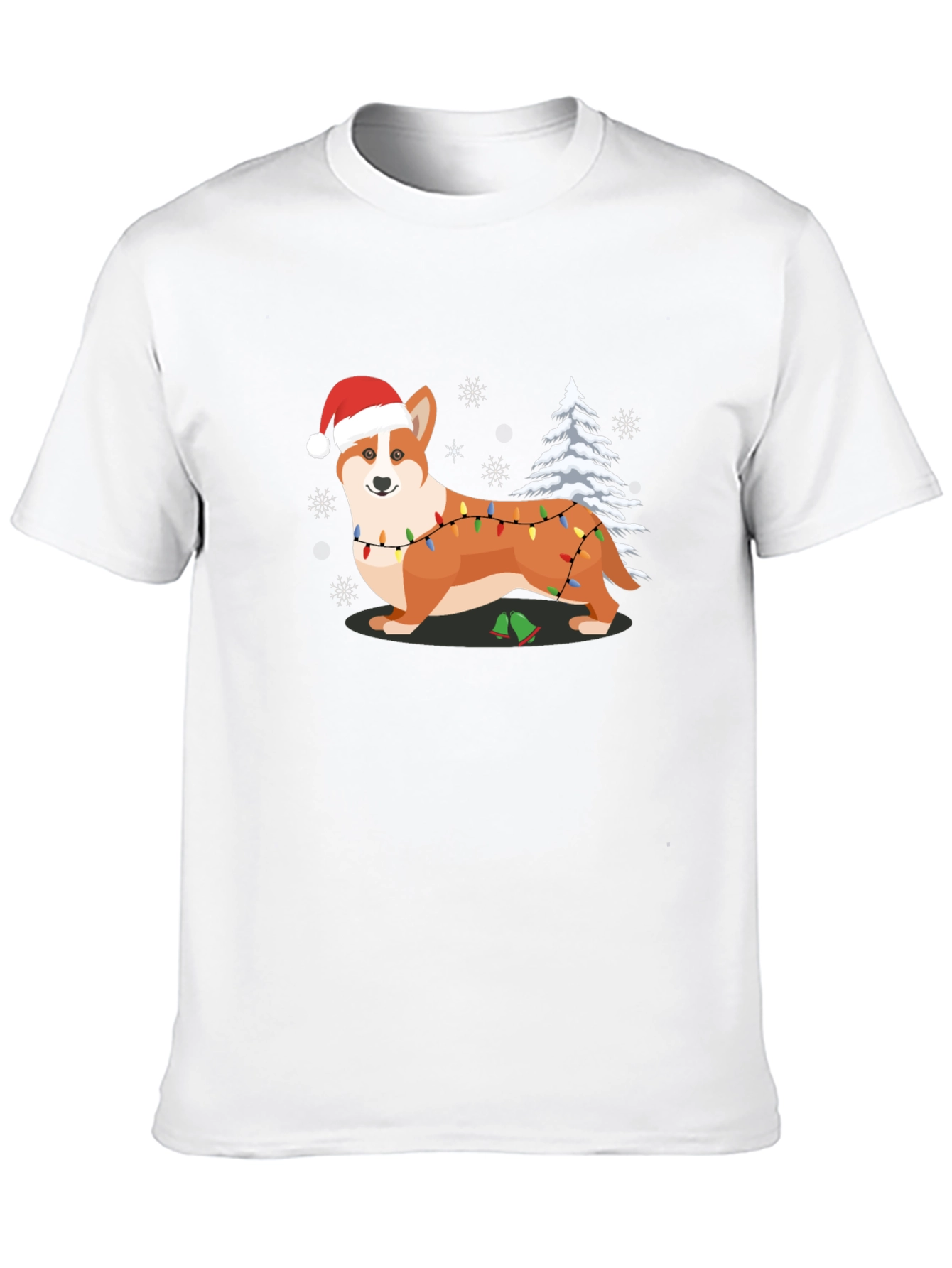 Black Festive Corgi Christmas T-Shirt view 10