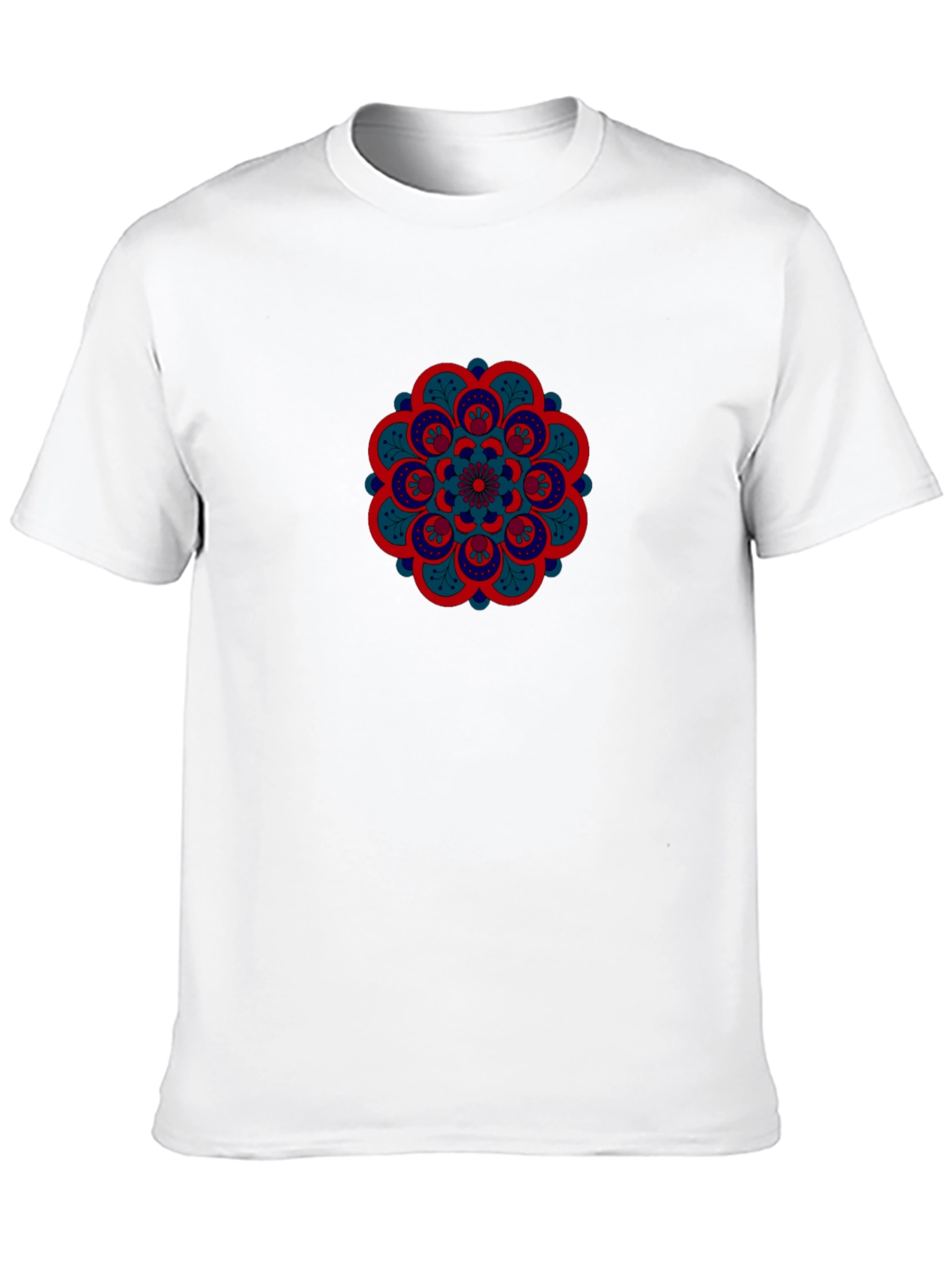 Black Men's Black Tee with Mandala Design view 10