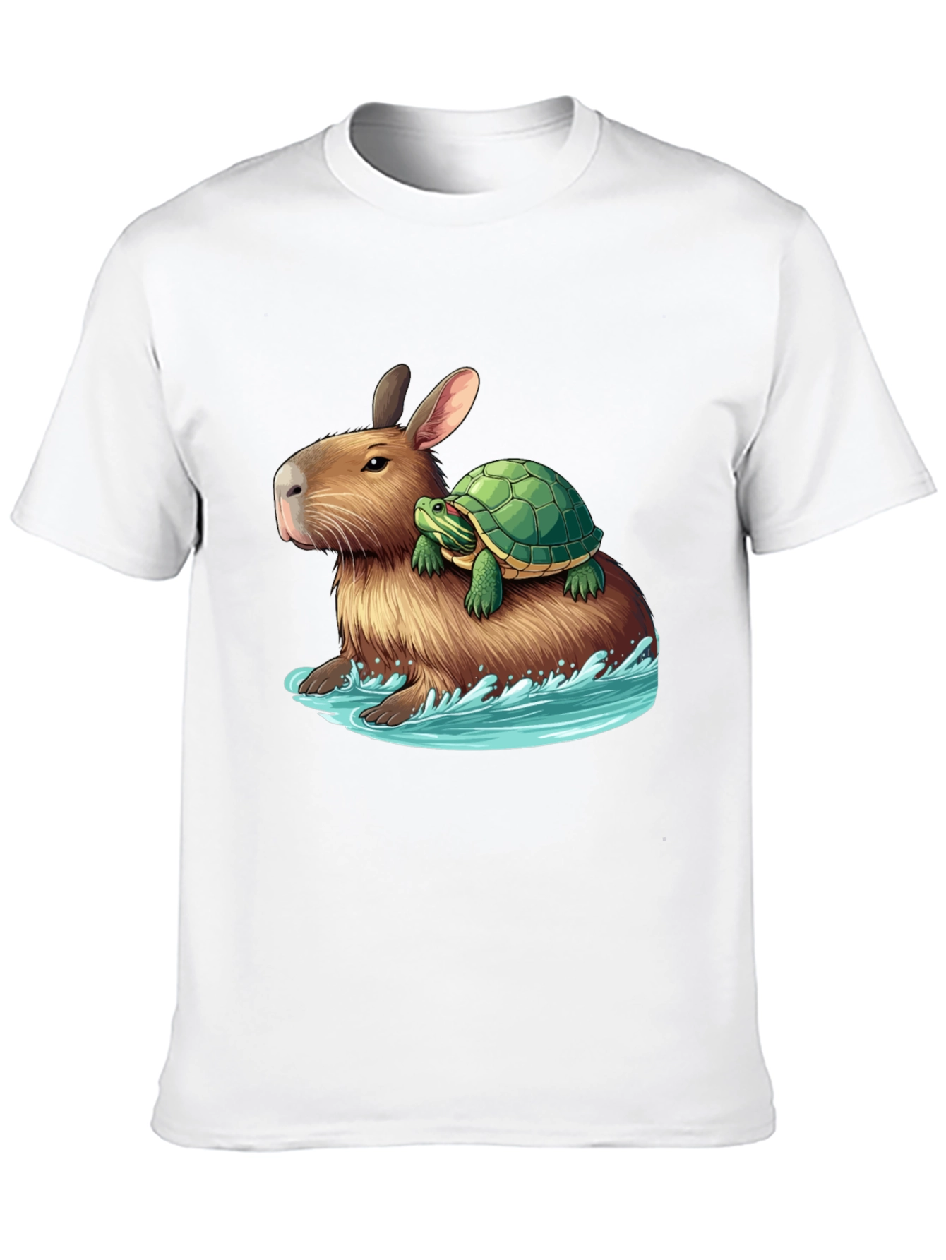 Black Capybara & Turtle Graphic Tee - Ride the Waves view 10