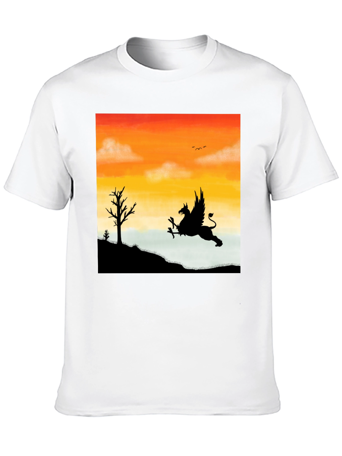 Black Gryphon Sunset T-Shirt - Mythical Creature Tee view 10