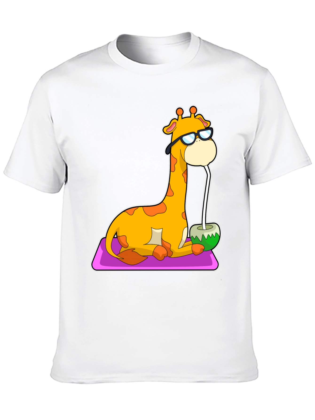 Black Cool Giraffe Coconut Drink Tee view 10