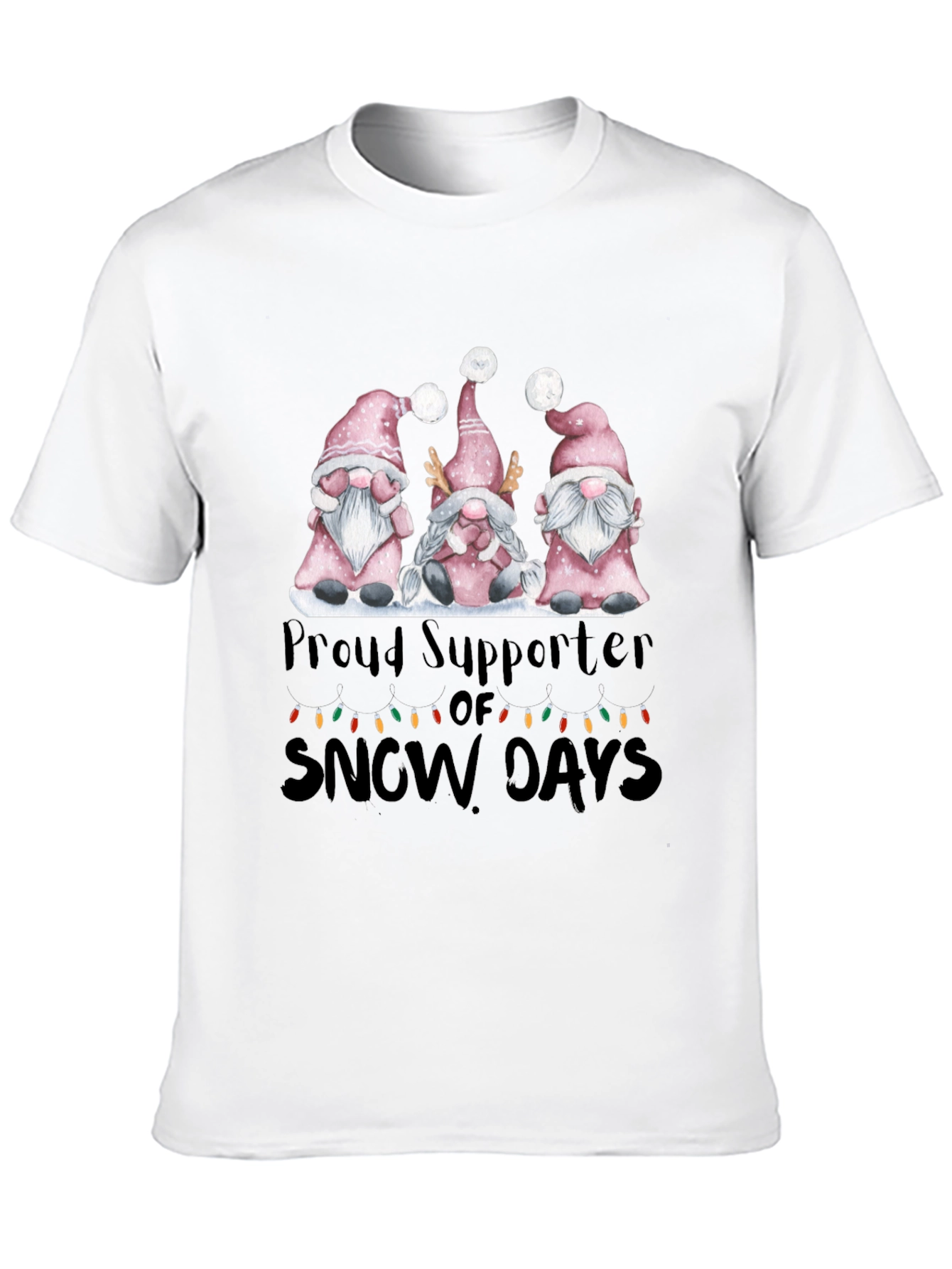 Black Proud Supporter of Snow Days Gnome T-Shirt view 10