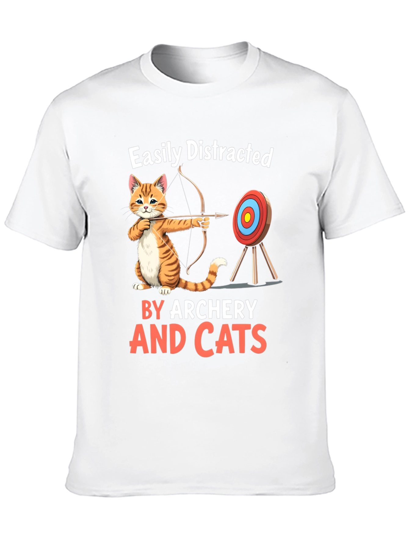 Black Easily Distracted By Archery And Cats T-Shirt view 10
