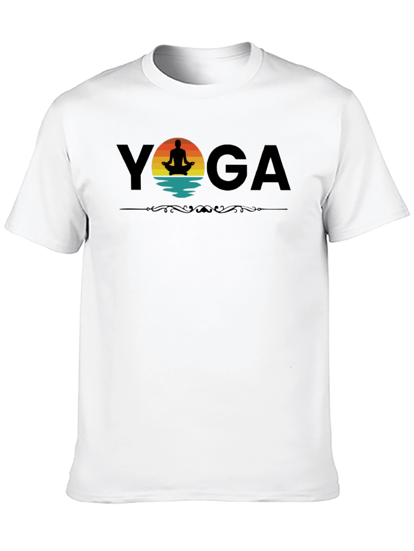 Black Yoga Silhouette Graphic Tee - Black Cotton Blend T-Shirt view 10