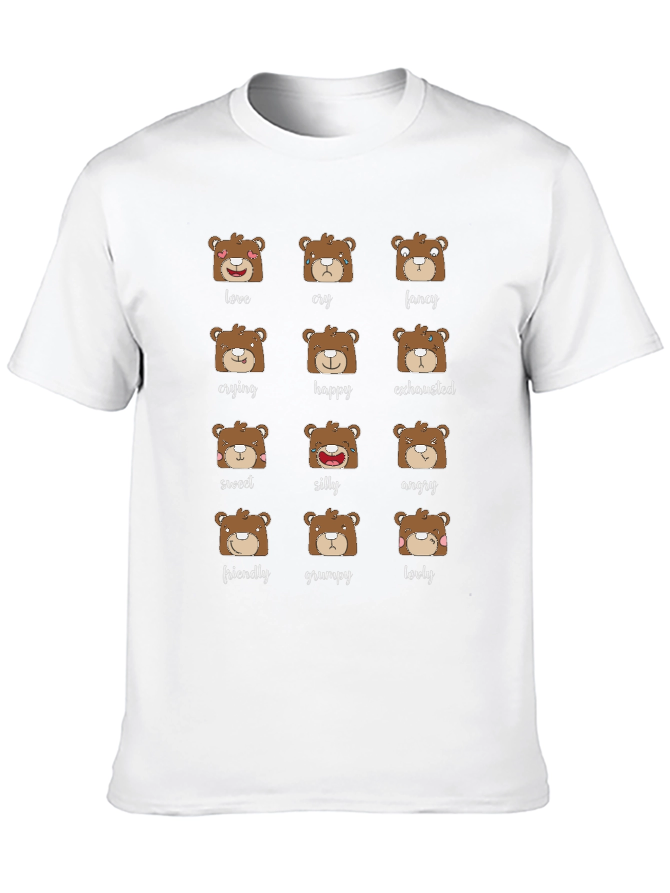 Black Emotional Bear T-Shirt - Cute Expressions Graphic Tee view 10