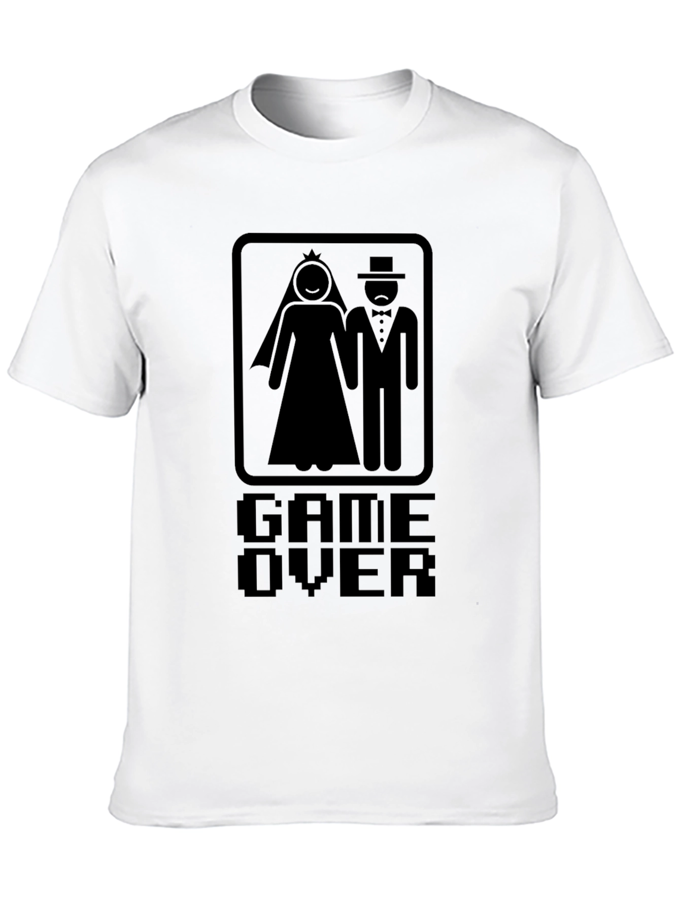 Black Game Over Bride Groom Graphic Tee - Black Cotton Blend view 10