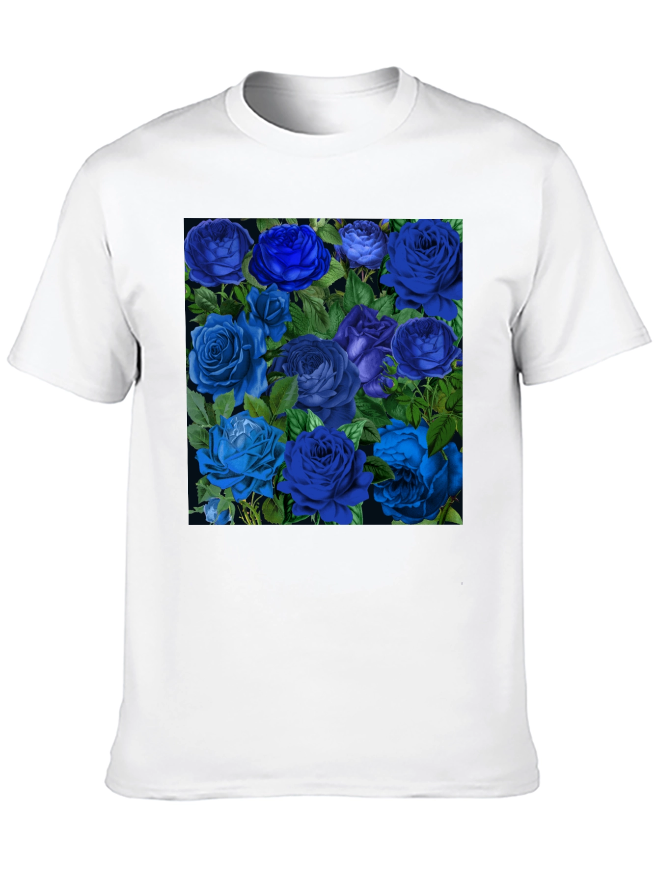 Black Blue Roses Graphic Print Tee - Black view 10