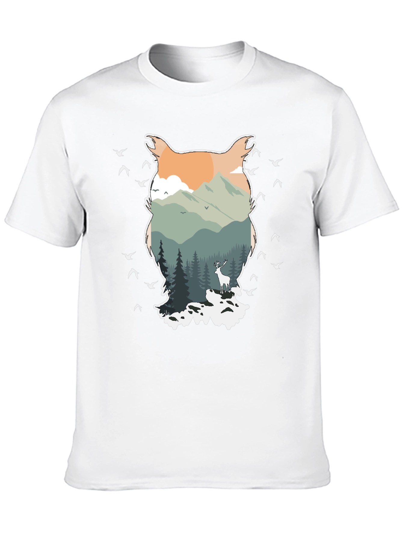 Black Nature Owl Graphic Tee - Men's Black T-Shirt view 10