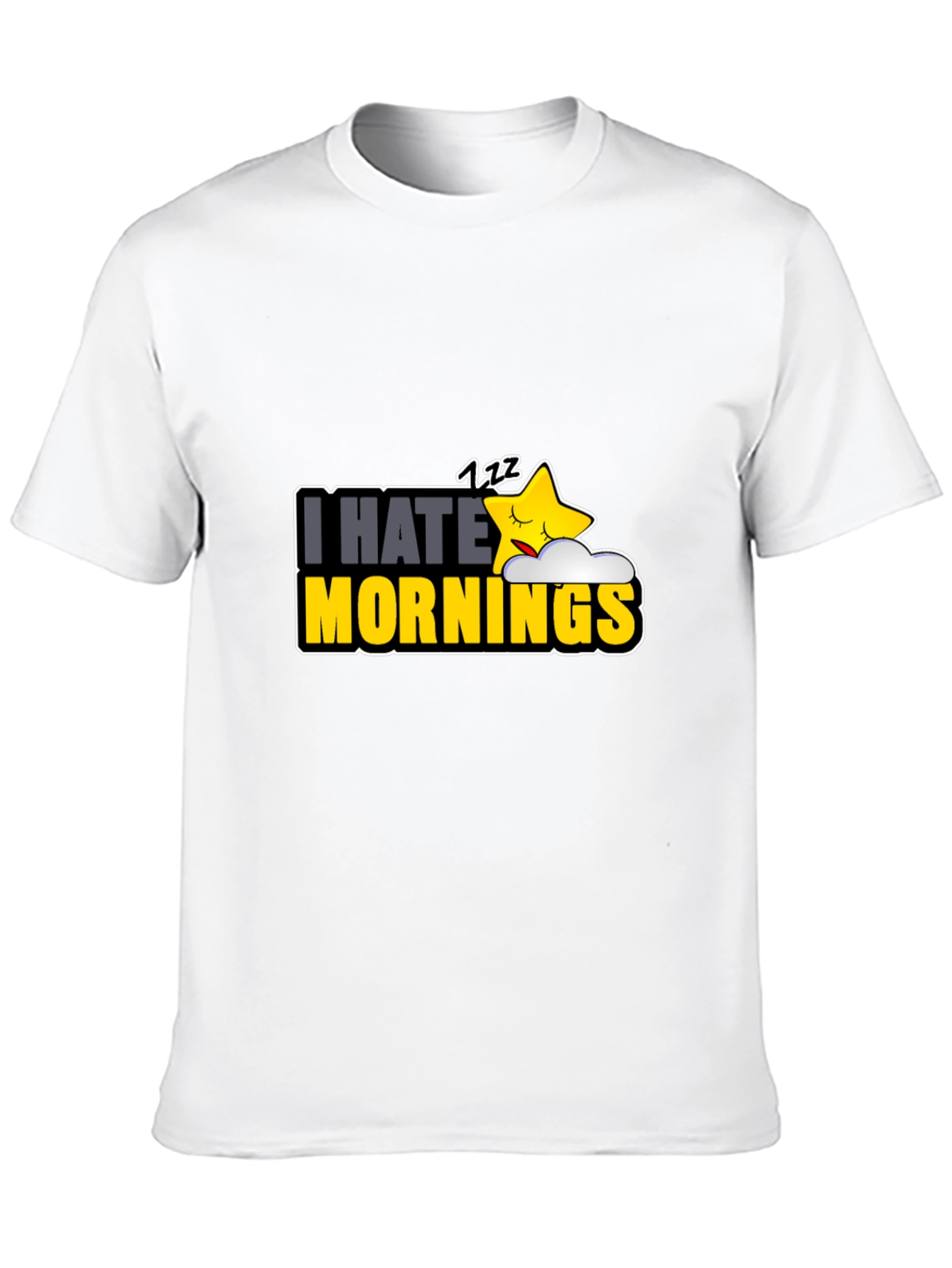 Black I Hate Mornings Graphic T-Shirt - Funny Sleepy Star Design view 10