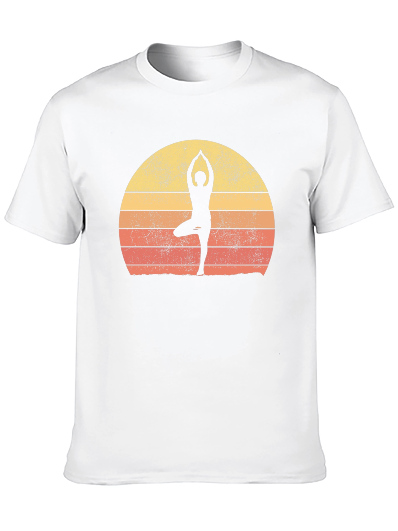 Black Yoga Silhouette Retro Sunset Graphic T-Shirt view 10