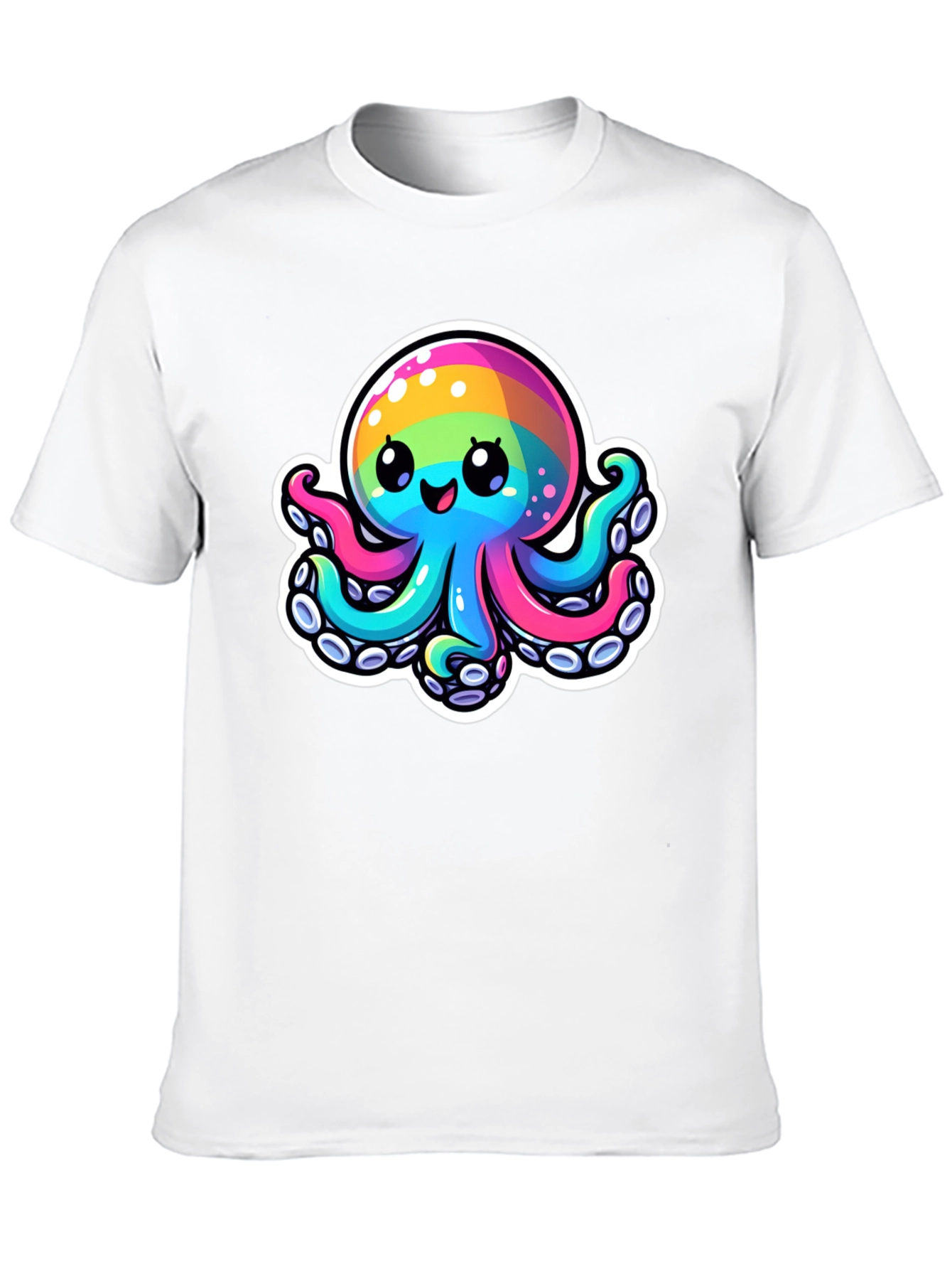 Black Rainbow Octopus Graphic Tee - Unique Colorful Design view 10