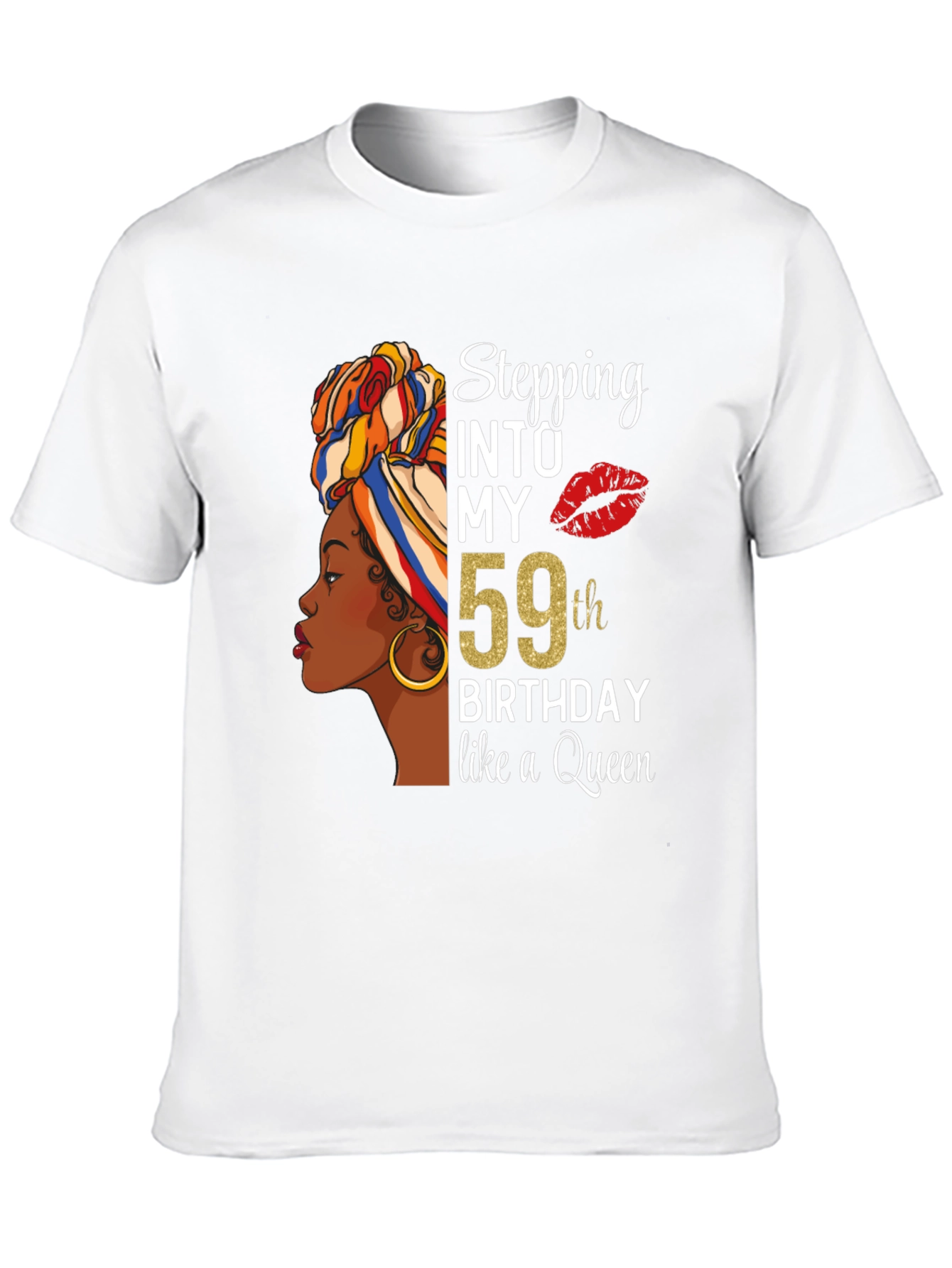 Black Stepping Into My 59th Birthday Queen T-Shirt view 10