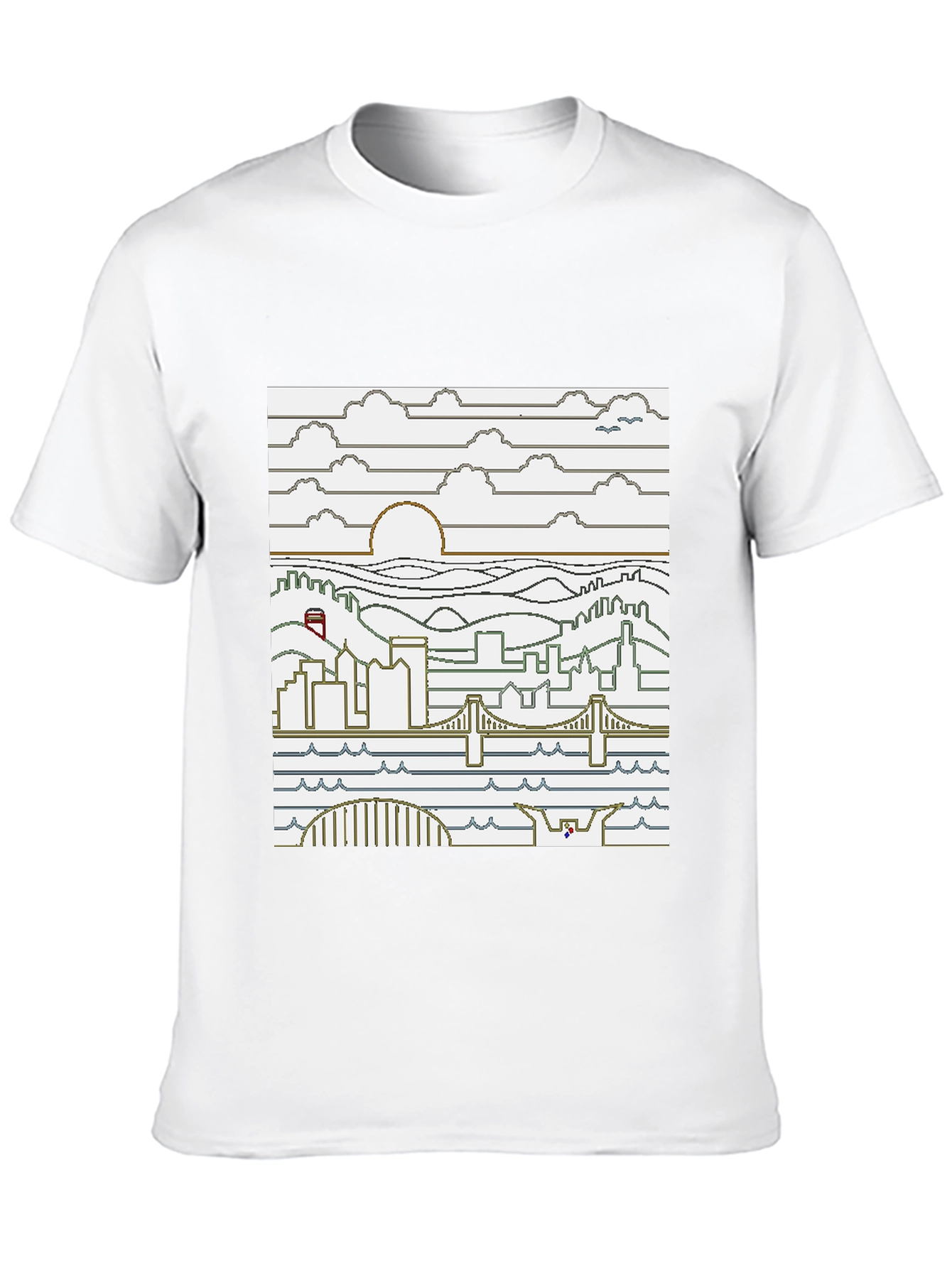 Black Pixel Art Cityscape T-Shirt - Graphic Novel Tee view 10
