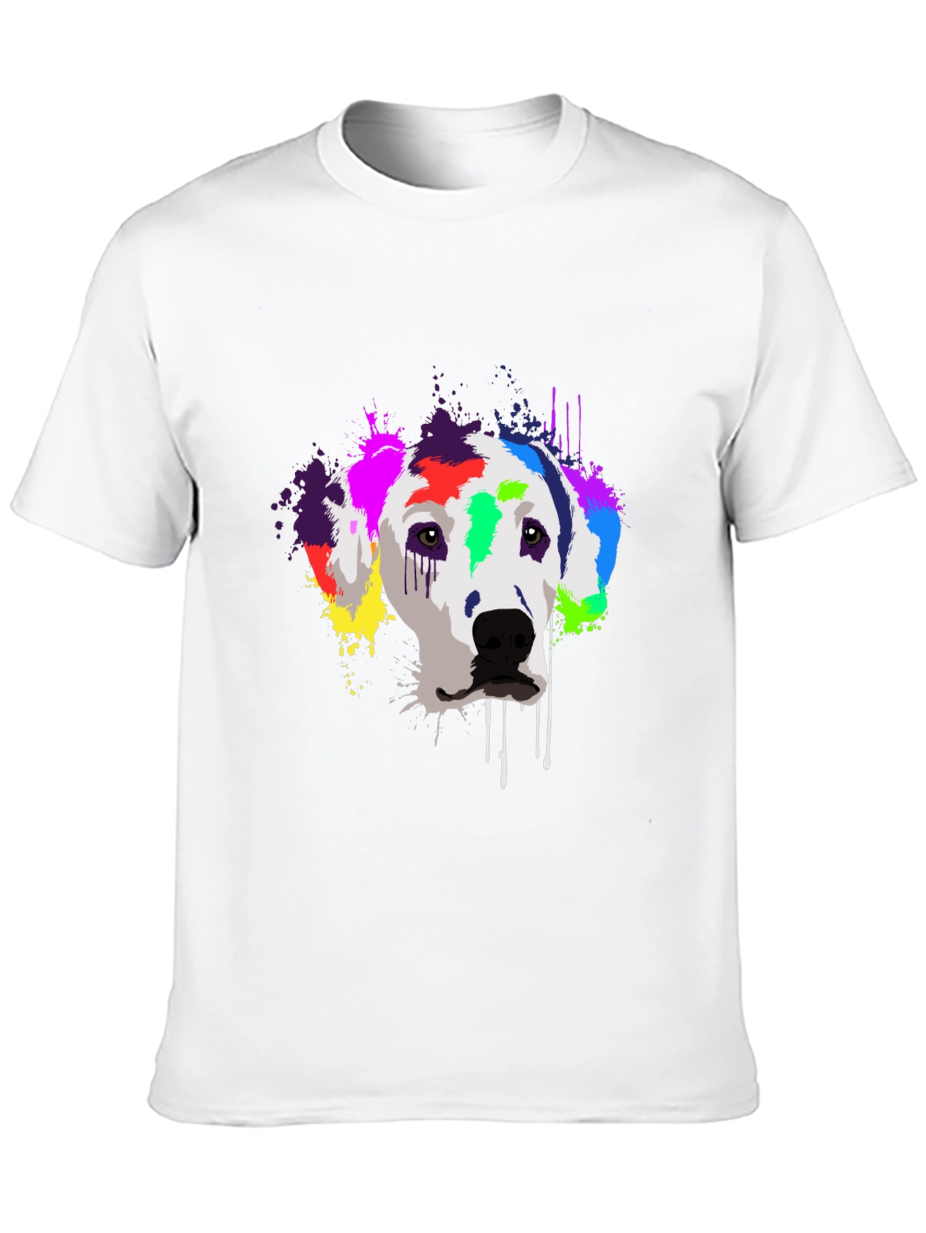 Black Colorful Dalmatian Dog Graphic T-Shirt - Black view 10